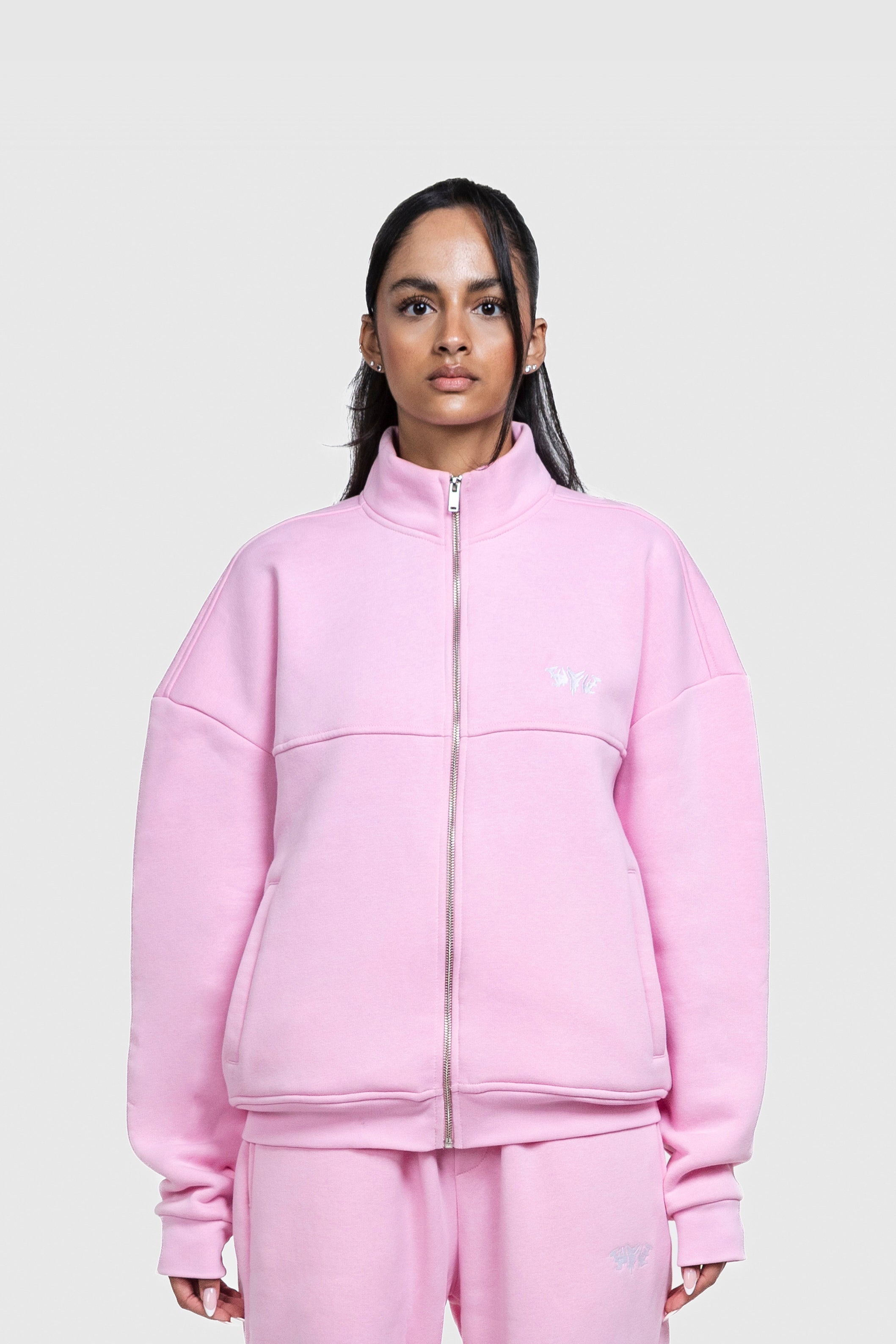 BASIC HIGH NECK ZIP PINK