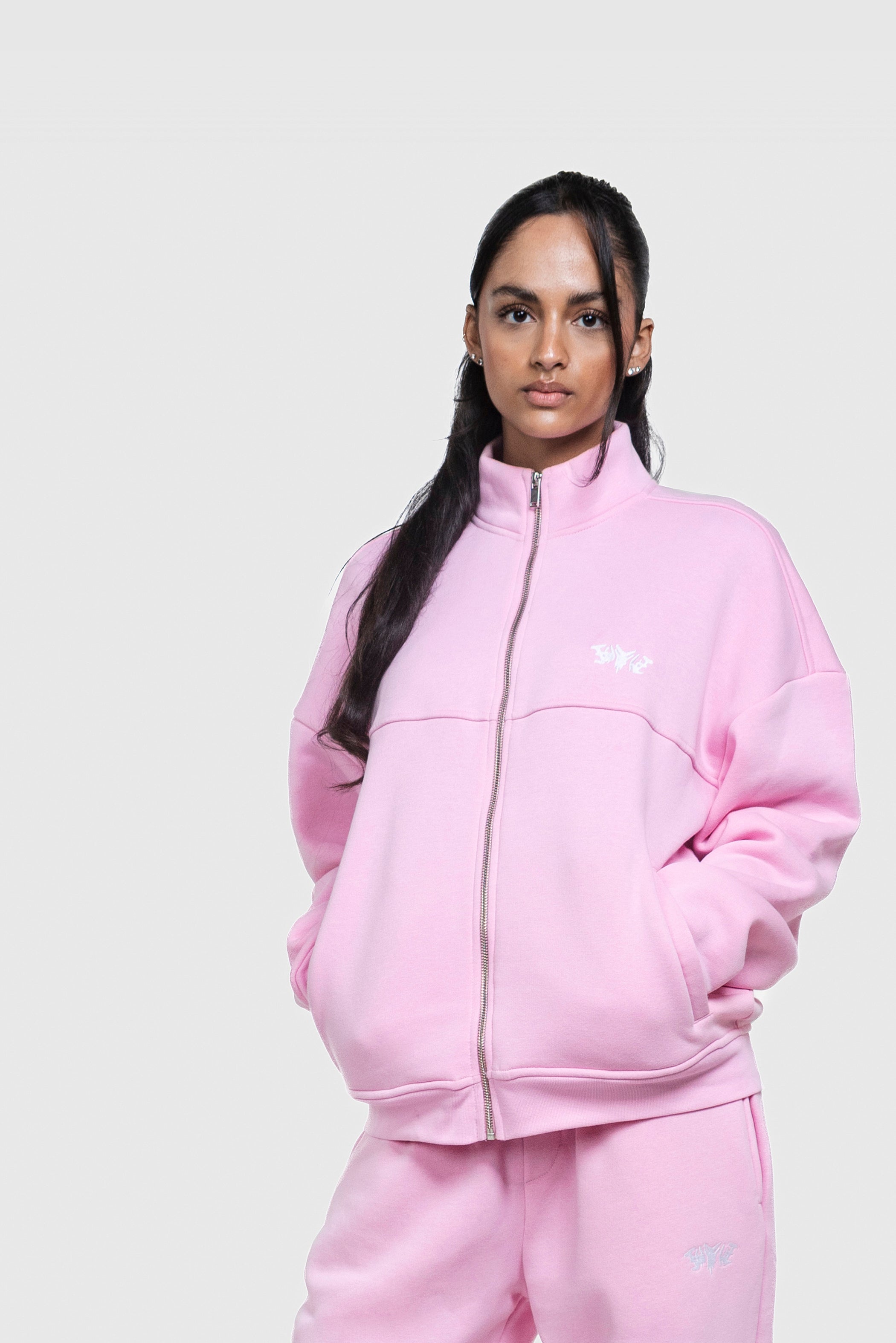 BASIC HIGH NECK ZIP PINK