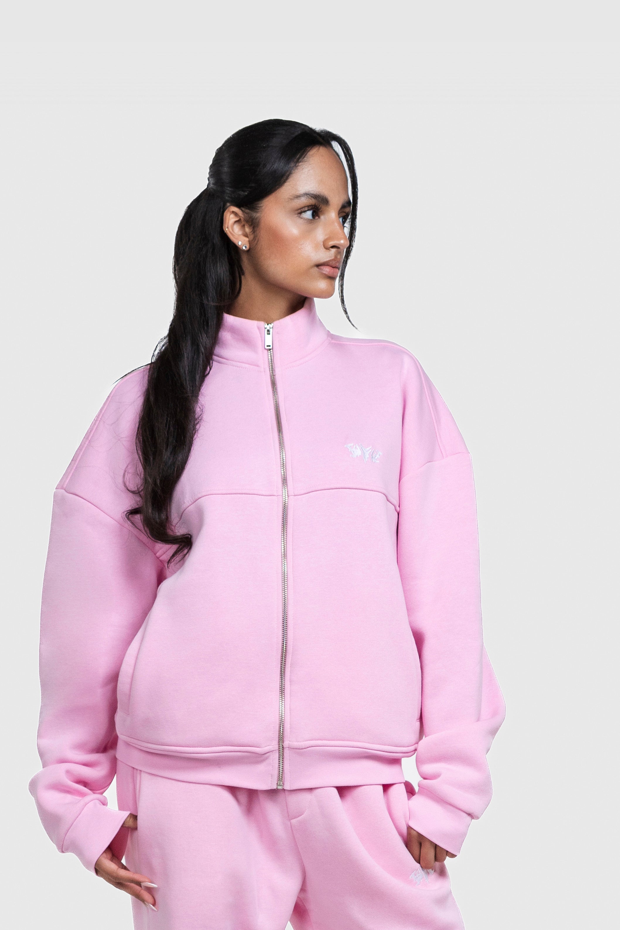 BASIC HIGH NECK ZIP PINK