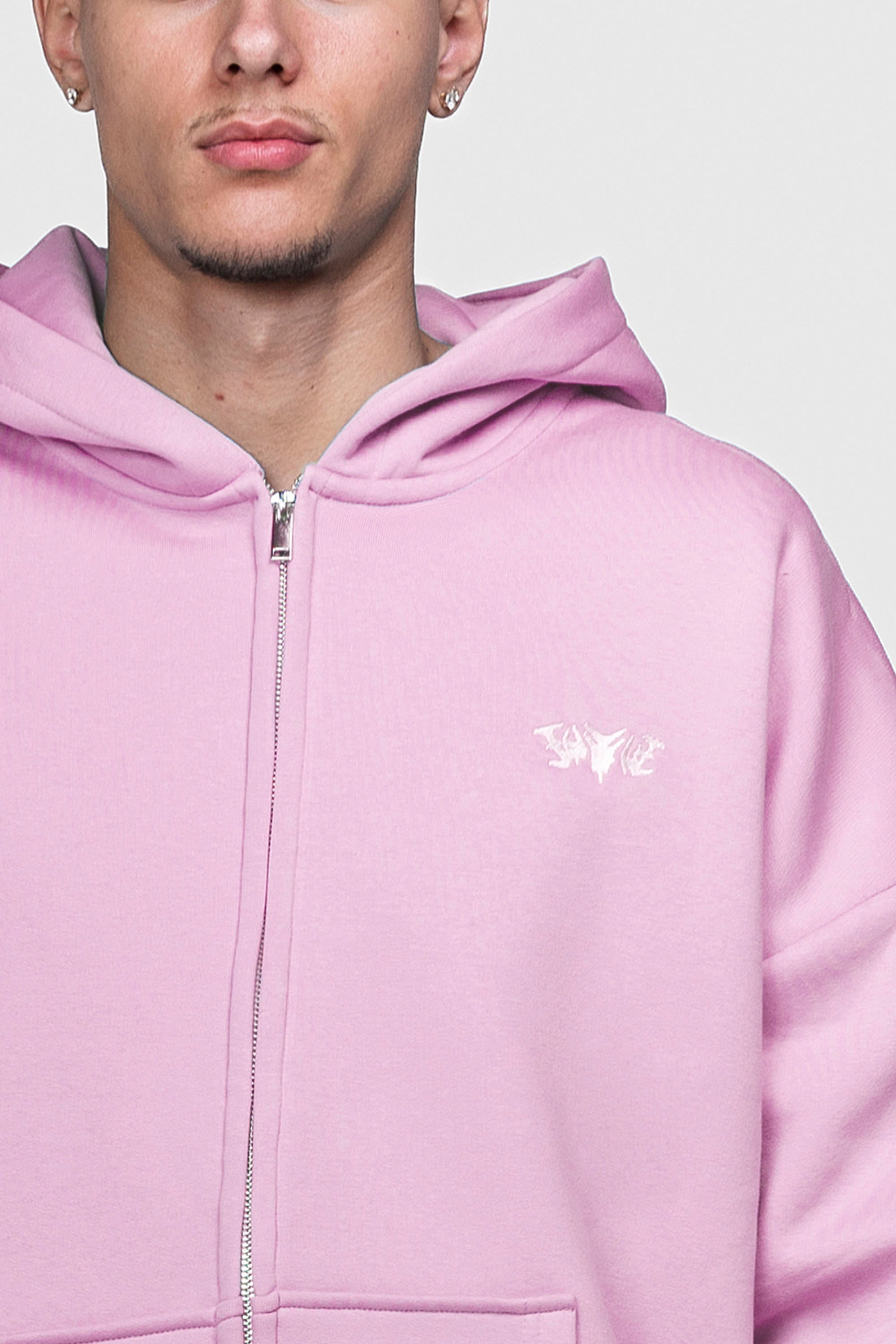 BASIC ZIP HOODIE PINK