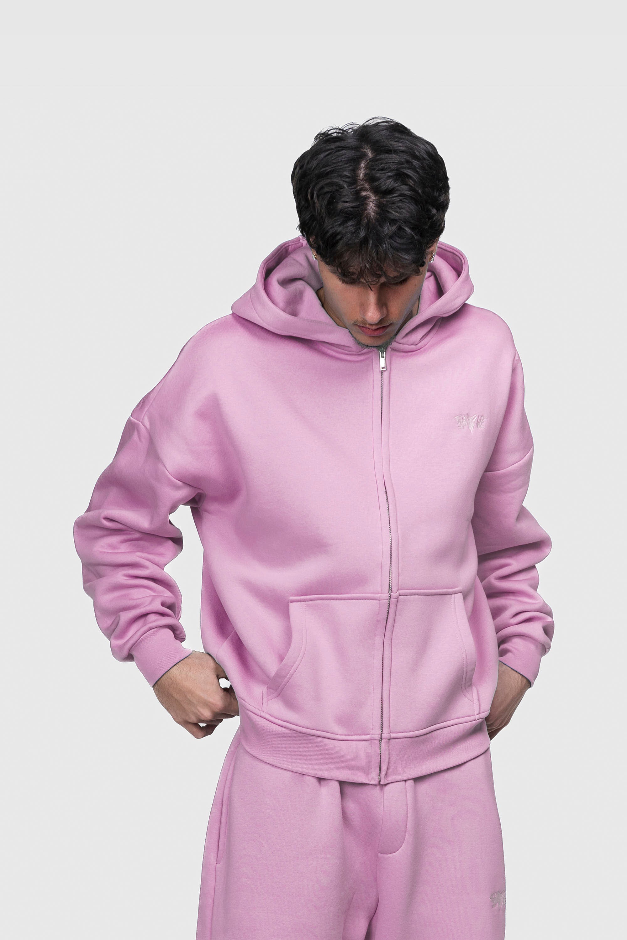 BASIC ZIP HOODIE PINK