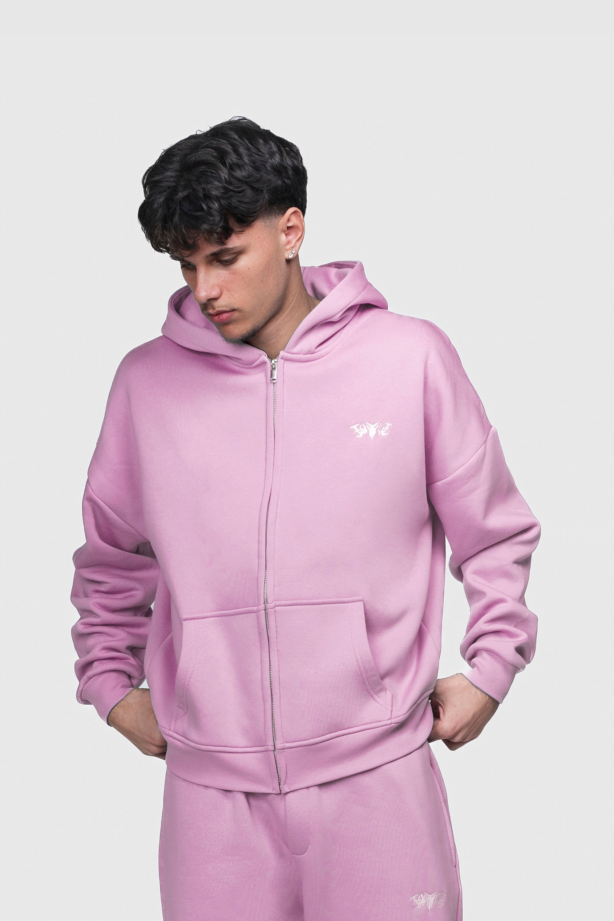 BASIC ZIP HOODIE PINK