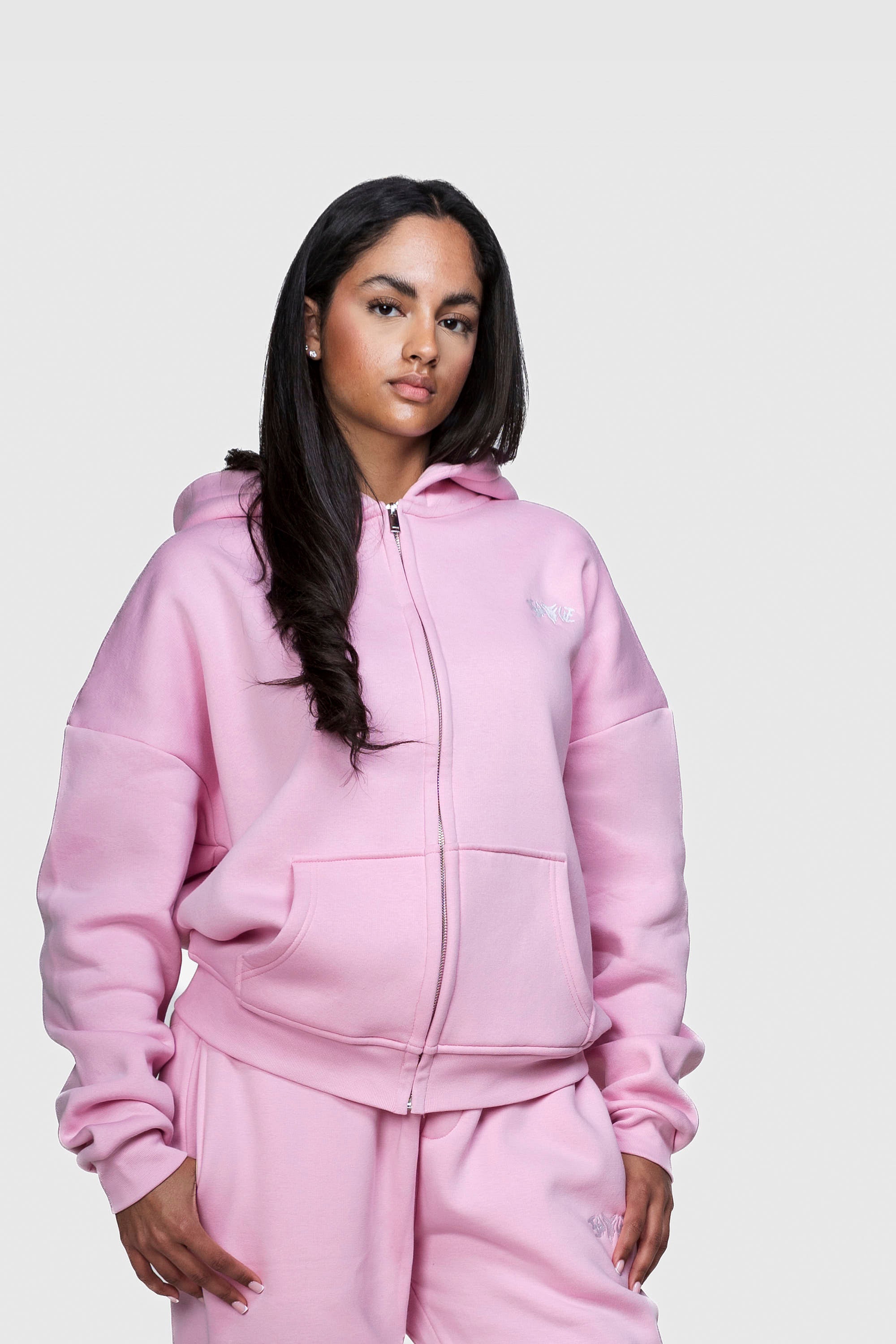 BASIC ZIP HOODIE PINK