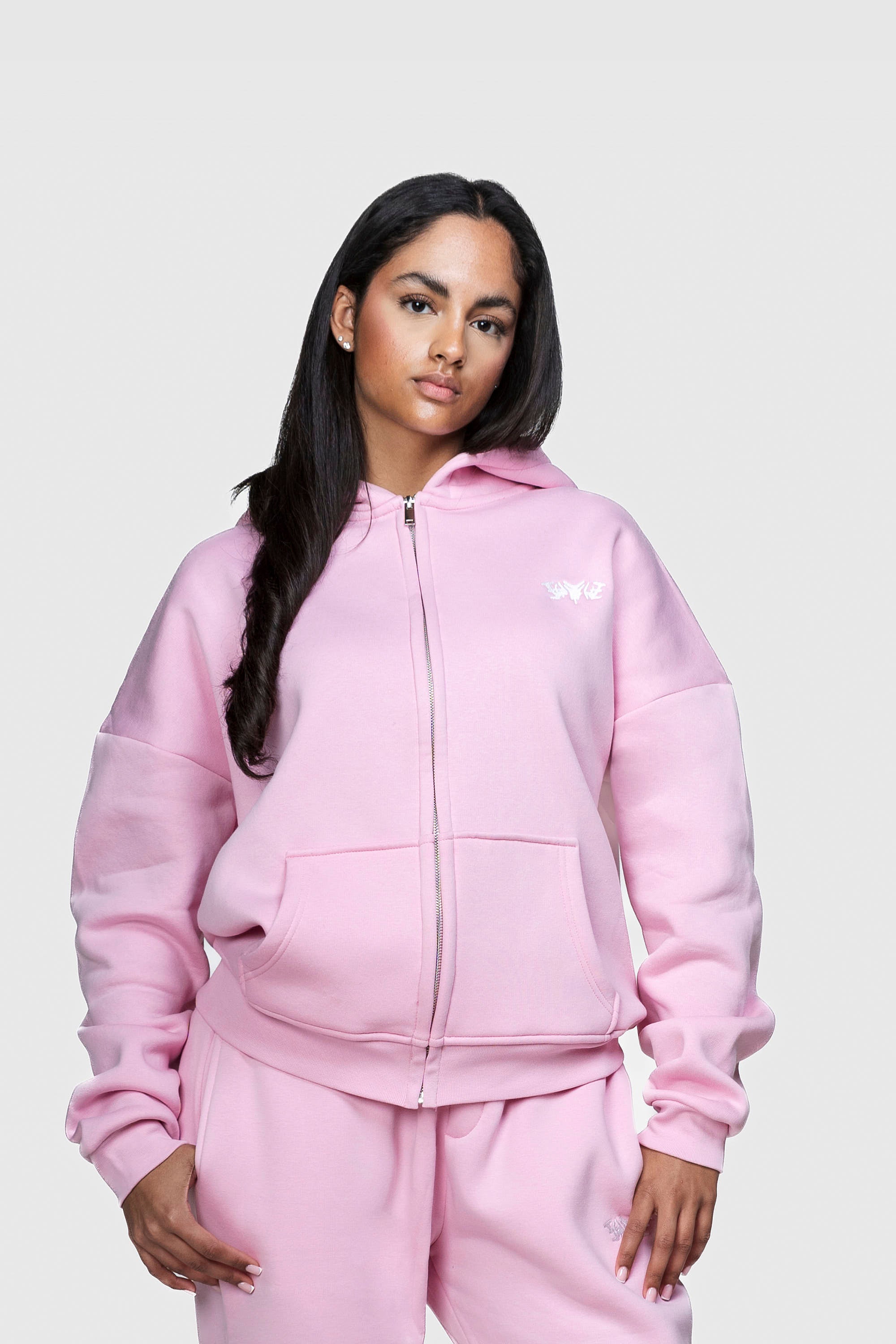 BASIC ZIP HOODIE PINK