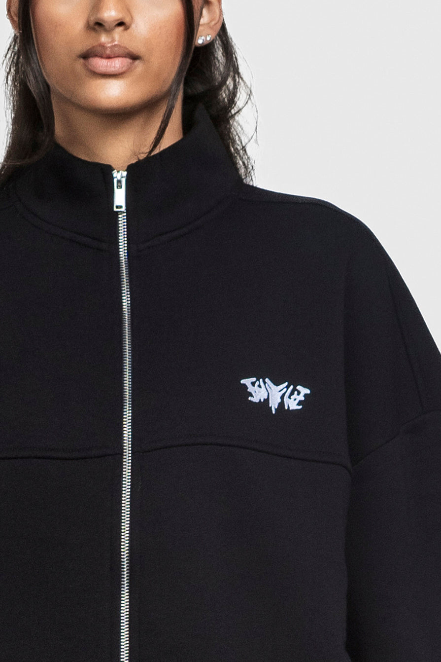 BASIC HIGH NECK ZIP BLACK
