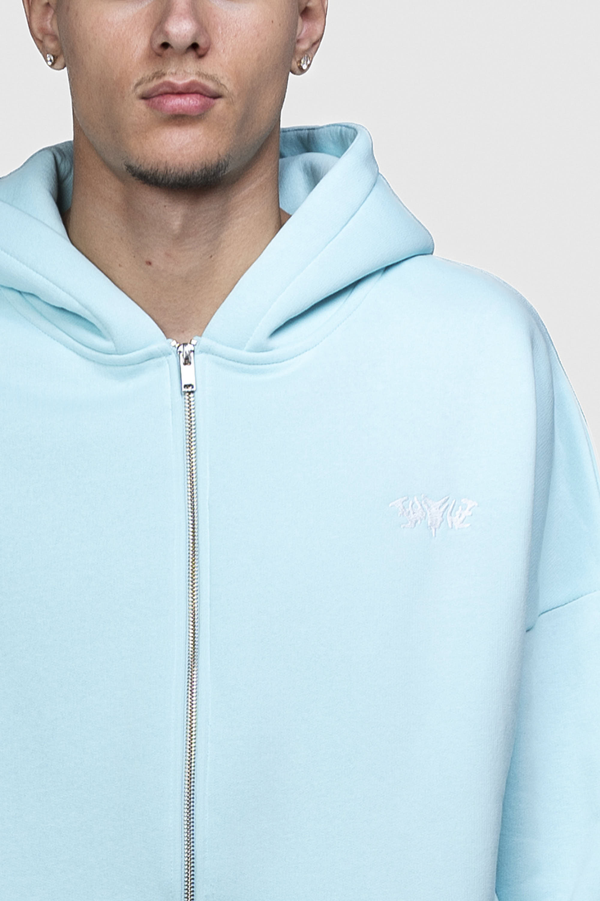 BASIC ZIP HOODIE TURQUOISE