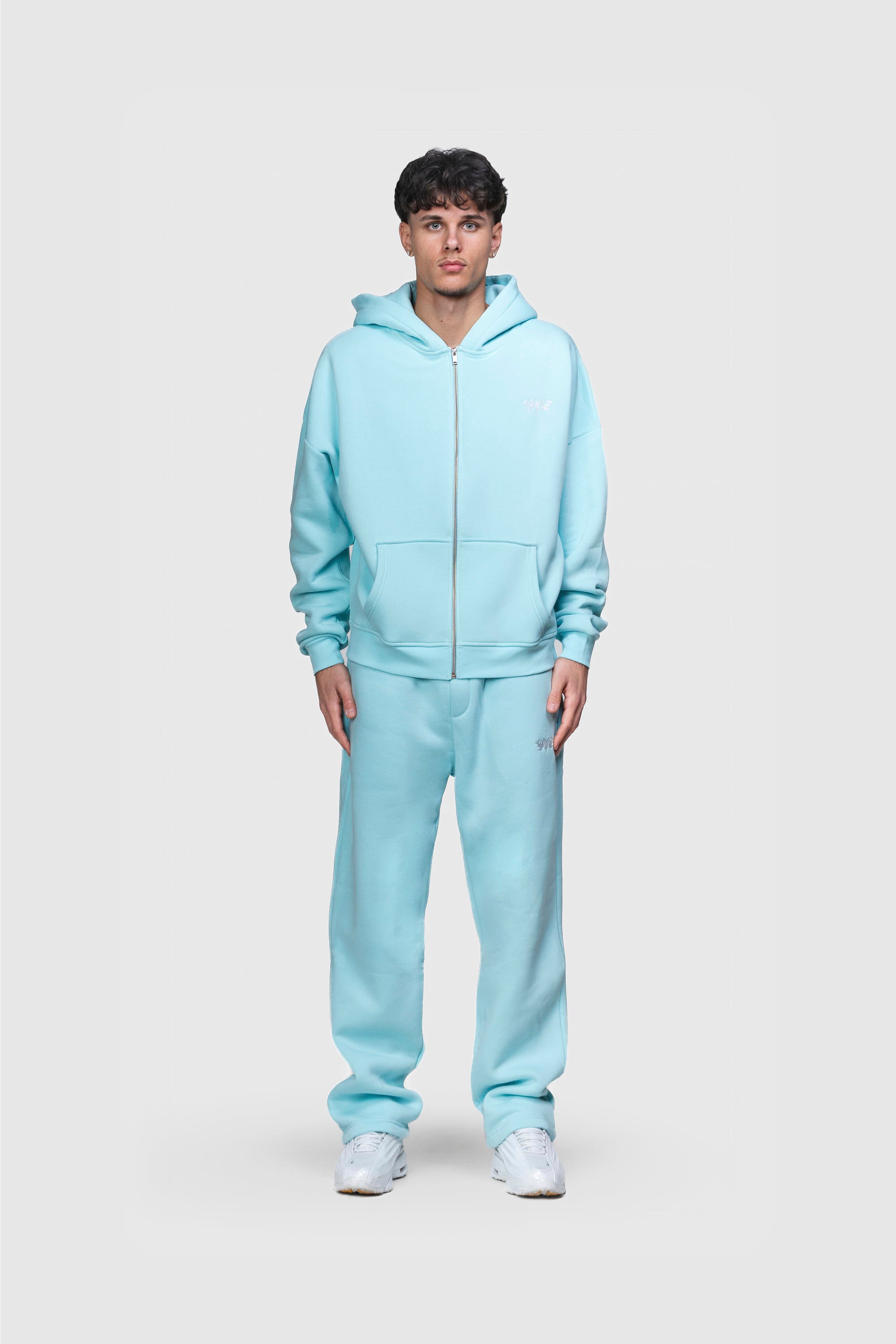 BASIC ZIP HOODIE TURQUOISE