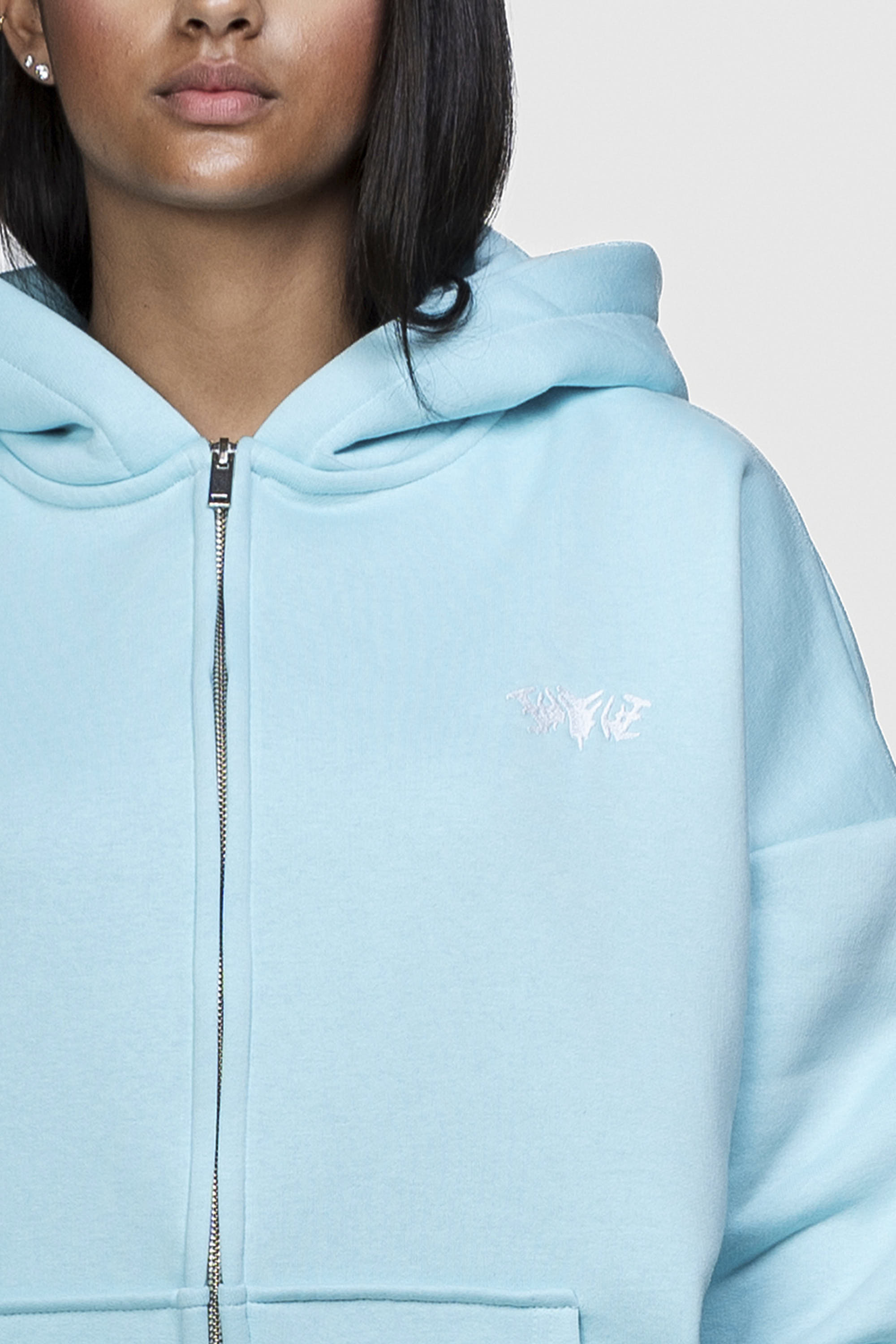 BASIC ZIP HOODIE TURQUOISE