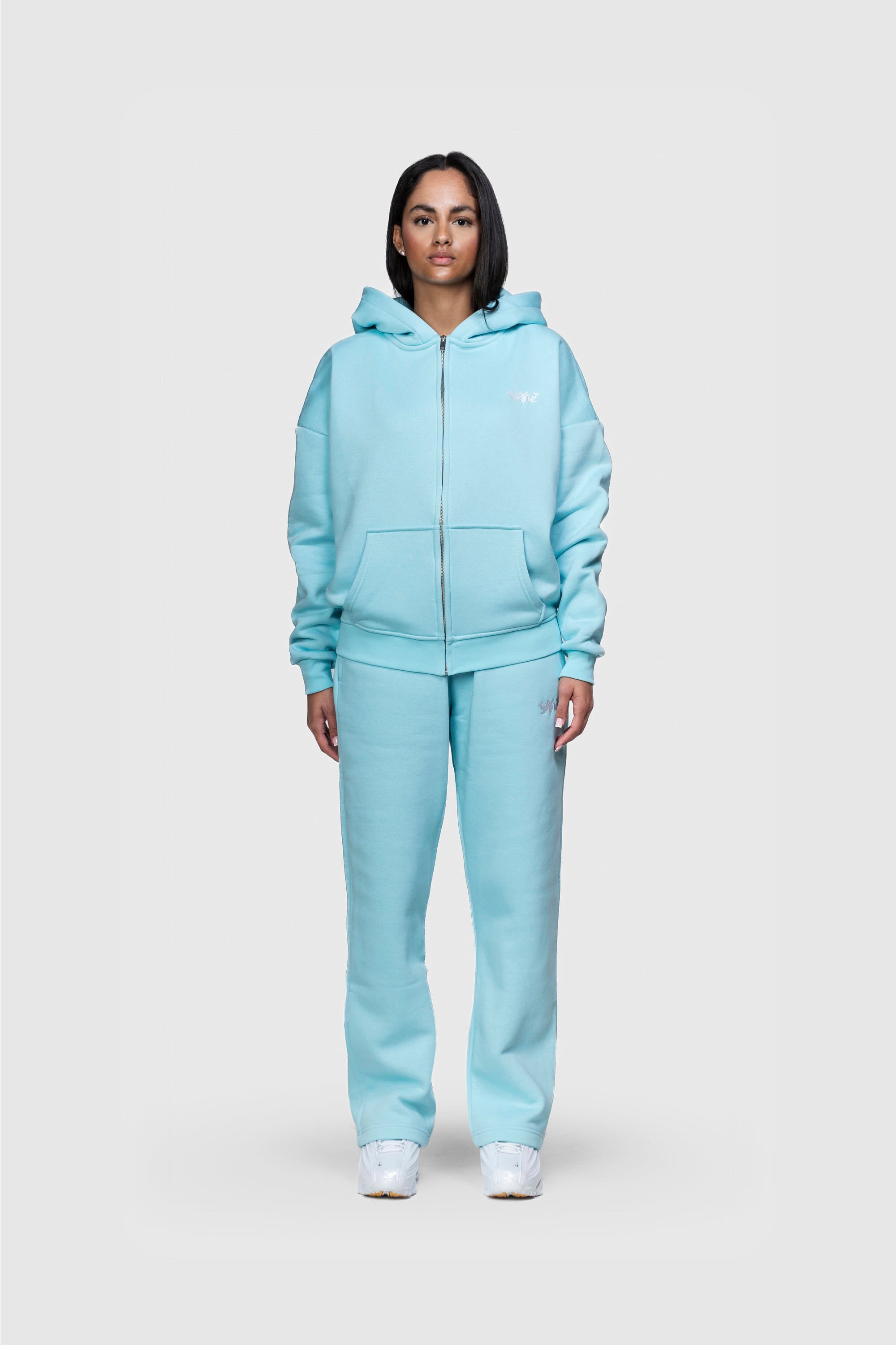 BASIC ZIP HOODIE TURQUOISE
