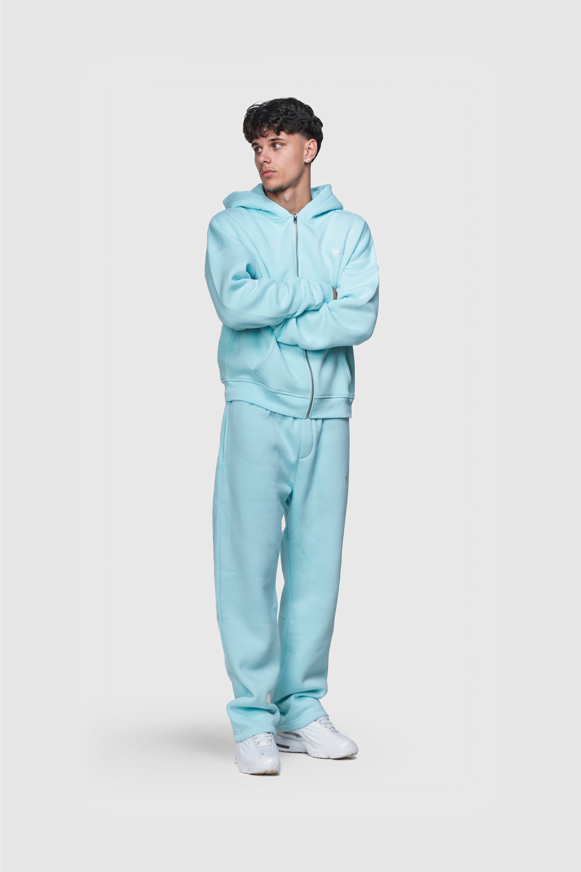 BASIC ZIP HOODIE TURQUOISE