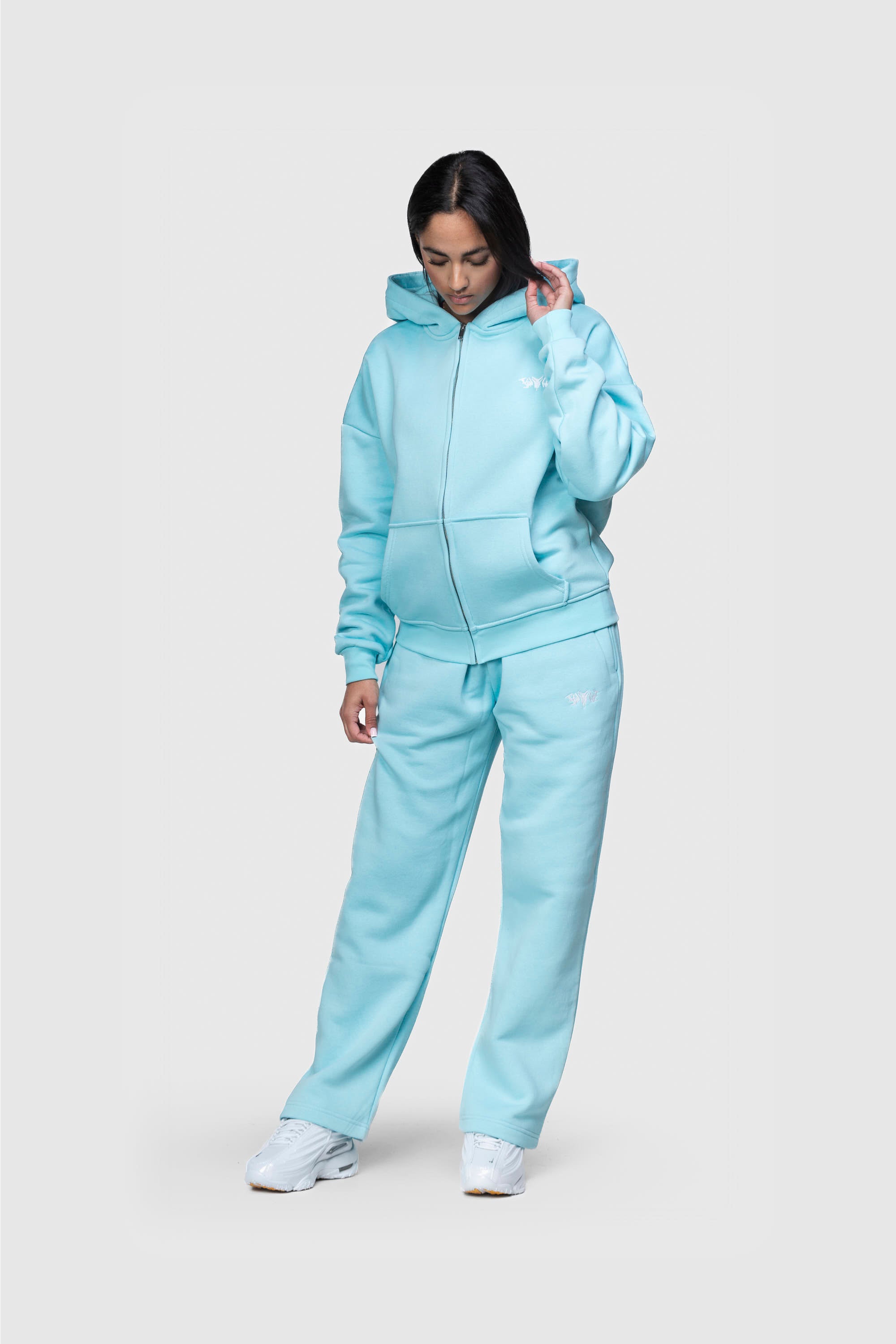 BASIC ZIP HOODIE TURQUOISE
