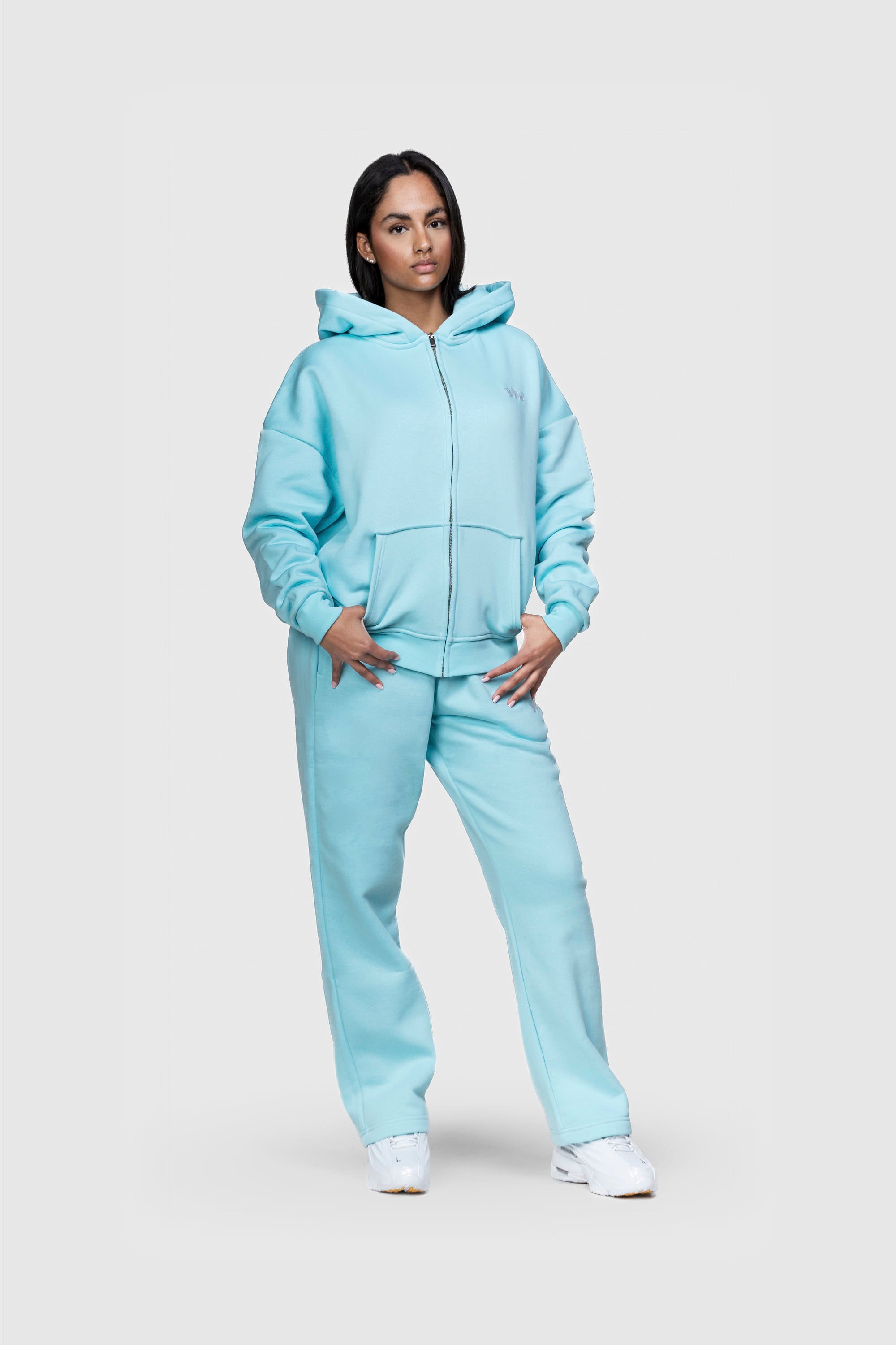 BASIC ZIP HOODIE TURQUOISE