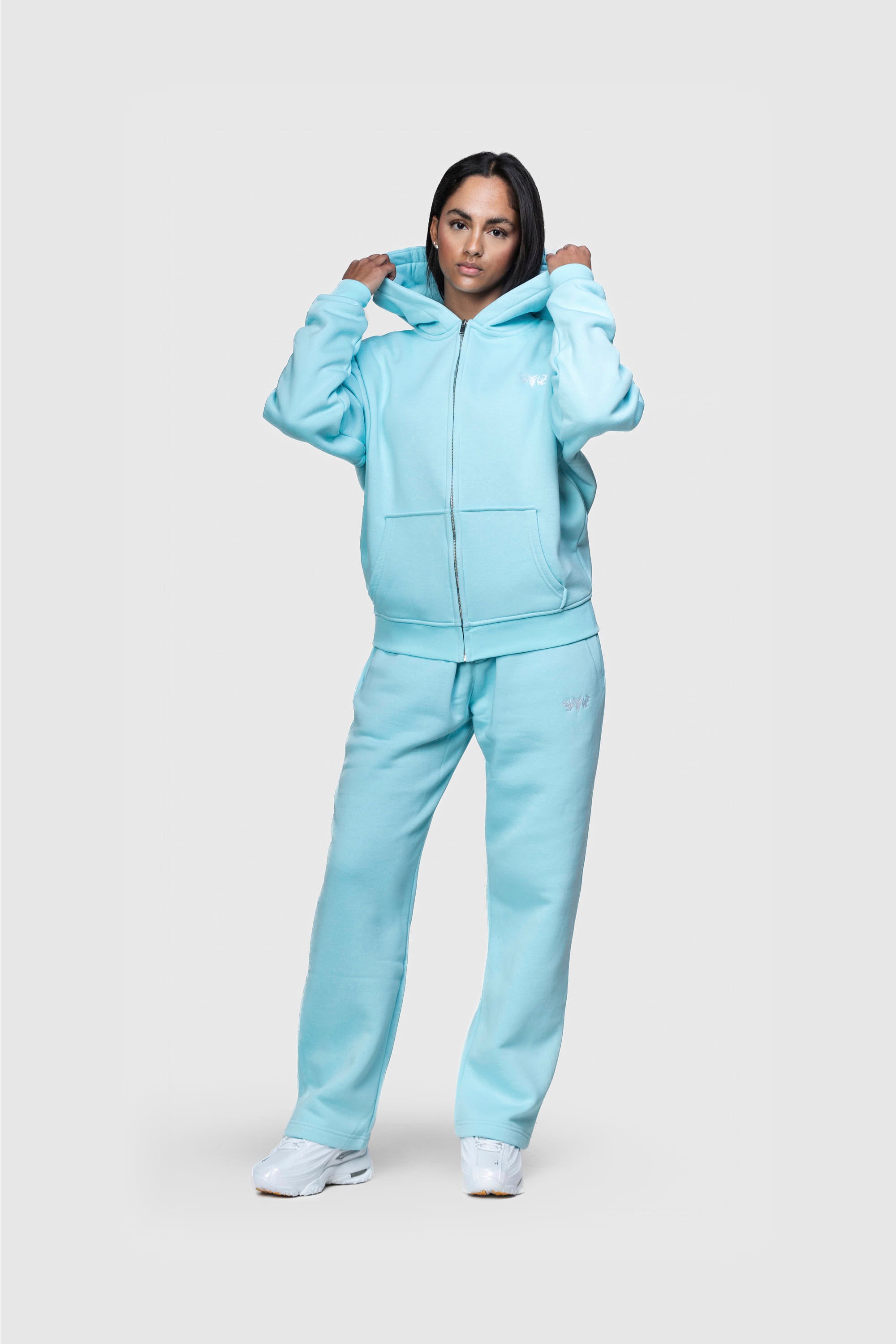 BASIC ZIP HOODIE TURQUOISE