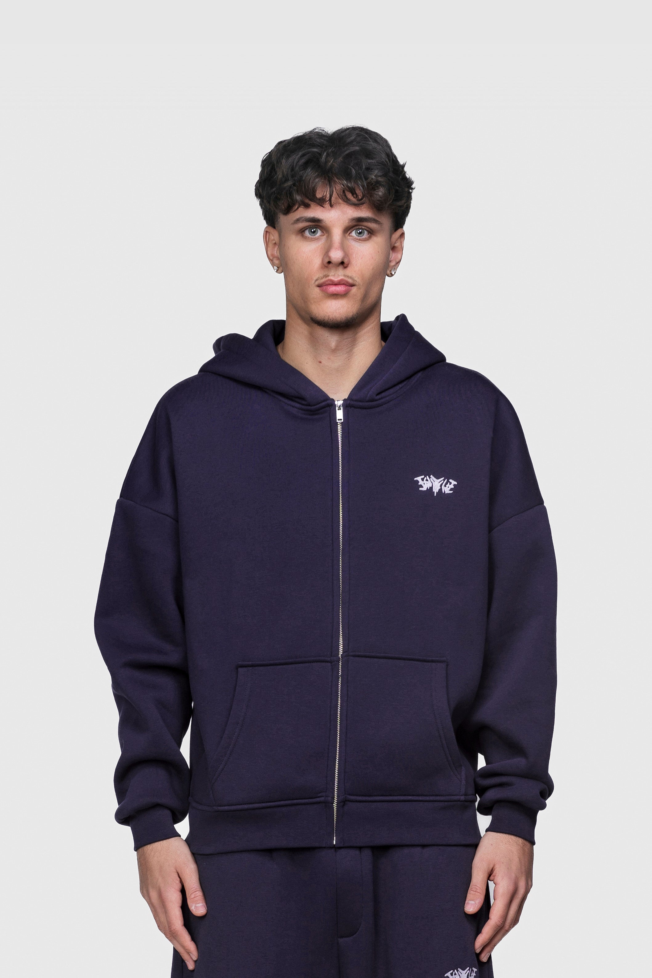 BASIC ZIP HOODIE DARK GRAPE