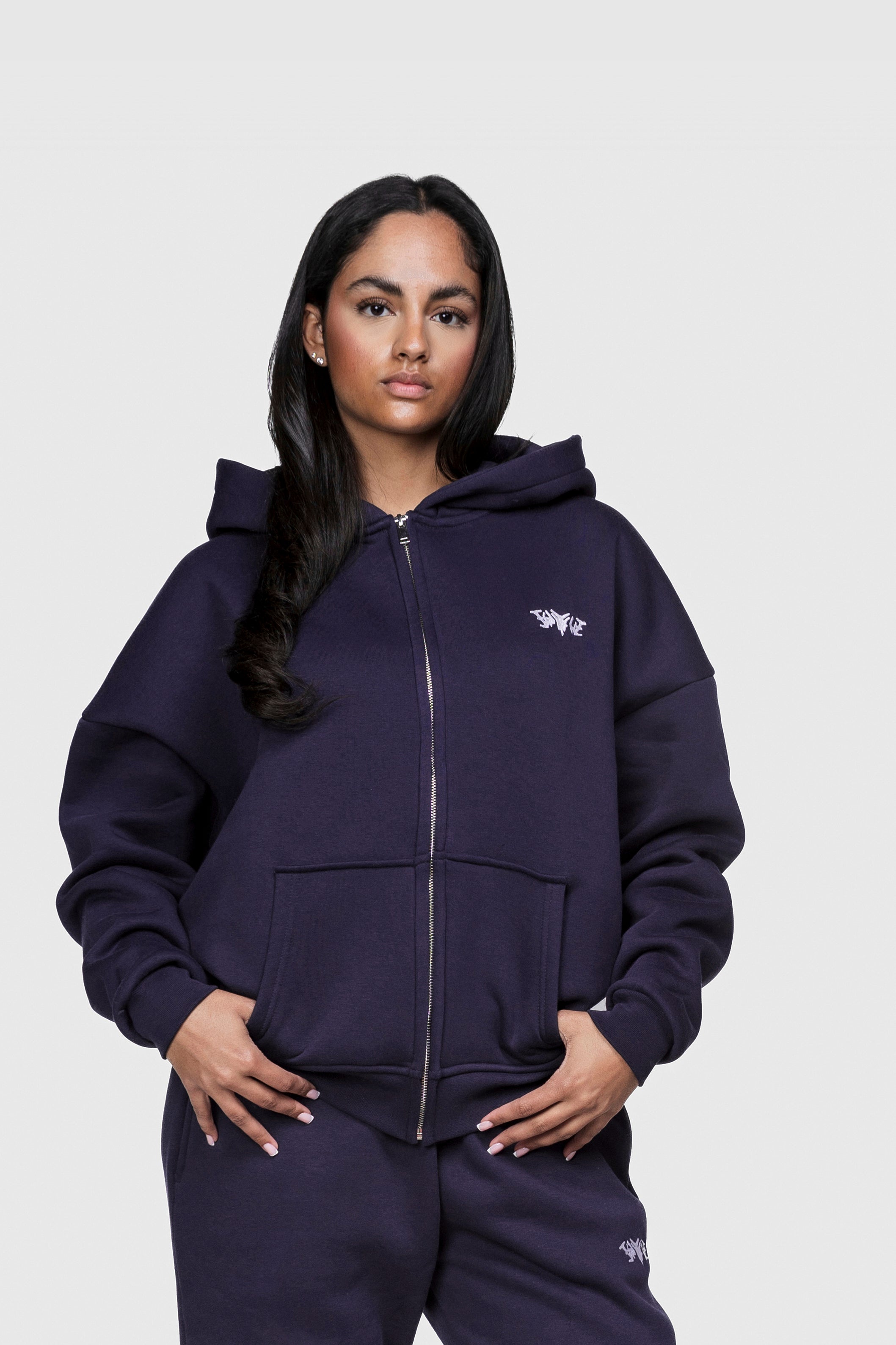 BASIC ZIP HOODIE DARK GRAPE