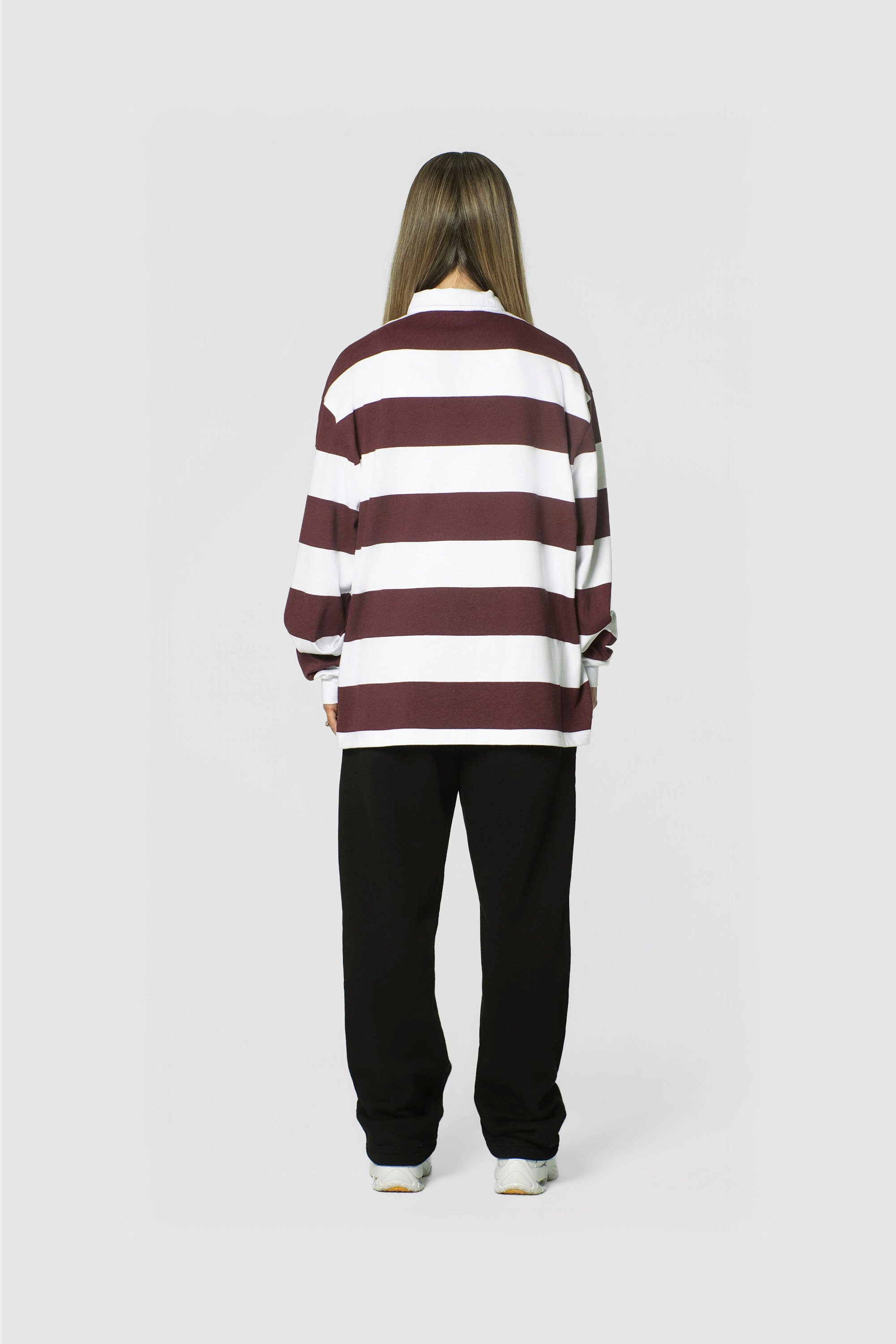 STRIPE POLO SHIRT LONG REDWINE