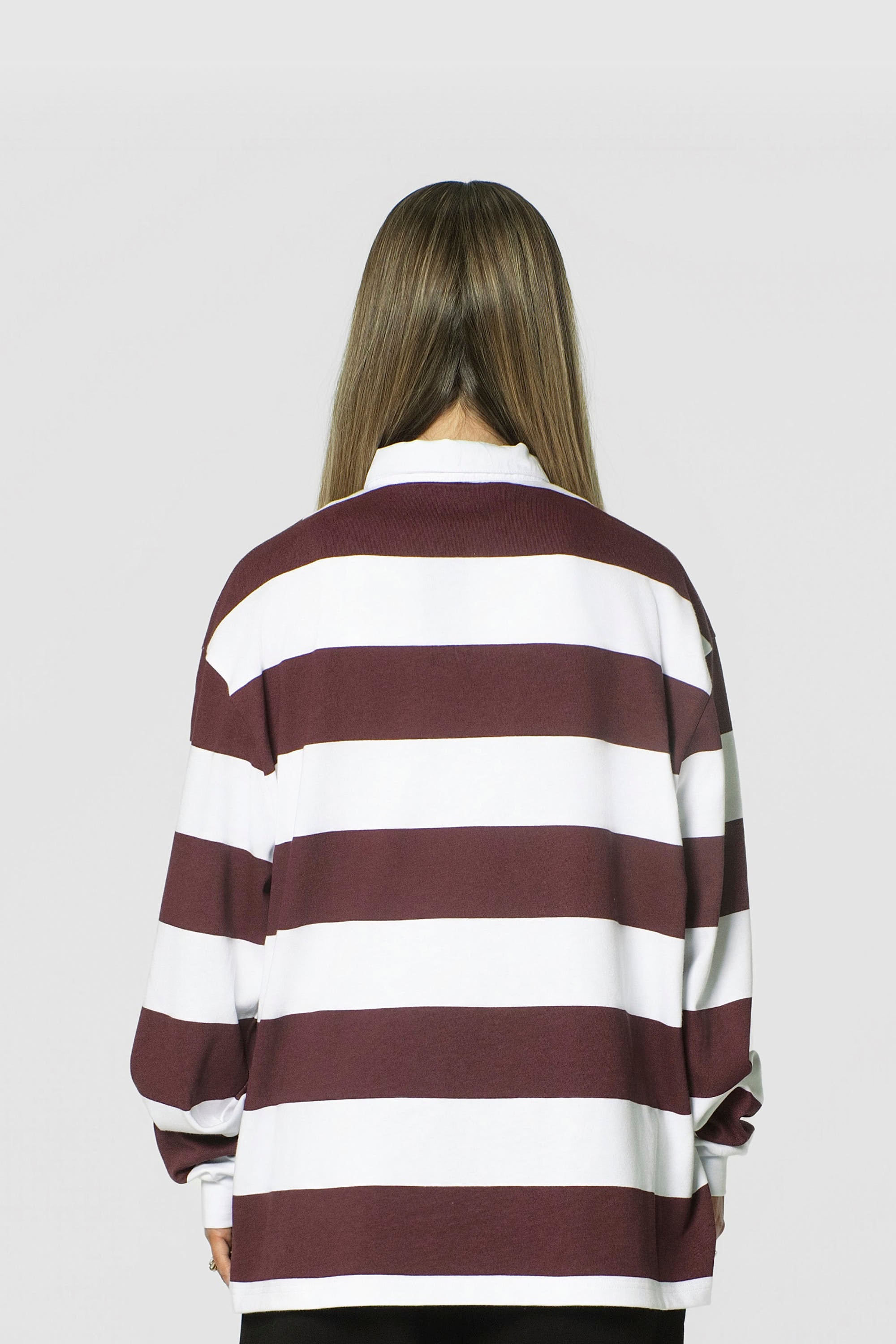 STRIPE POLO SHIRT LONG REDWINE