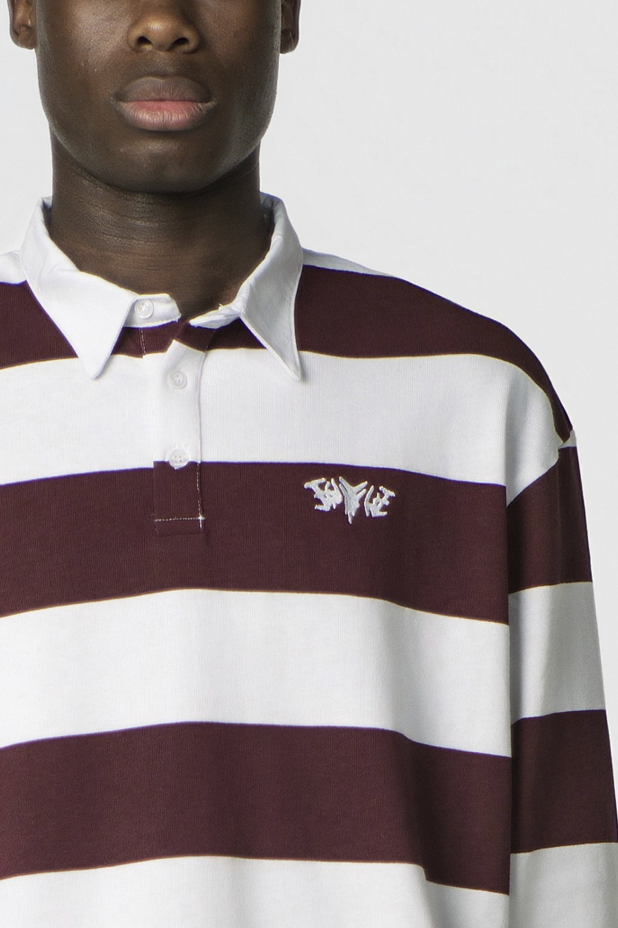 STRIPE POLO SHIRT LONG REDWINE
