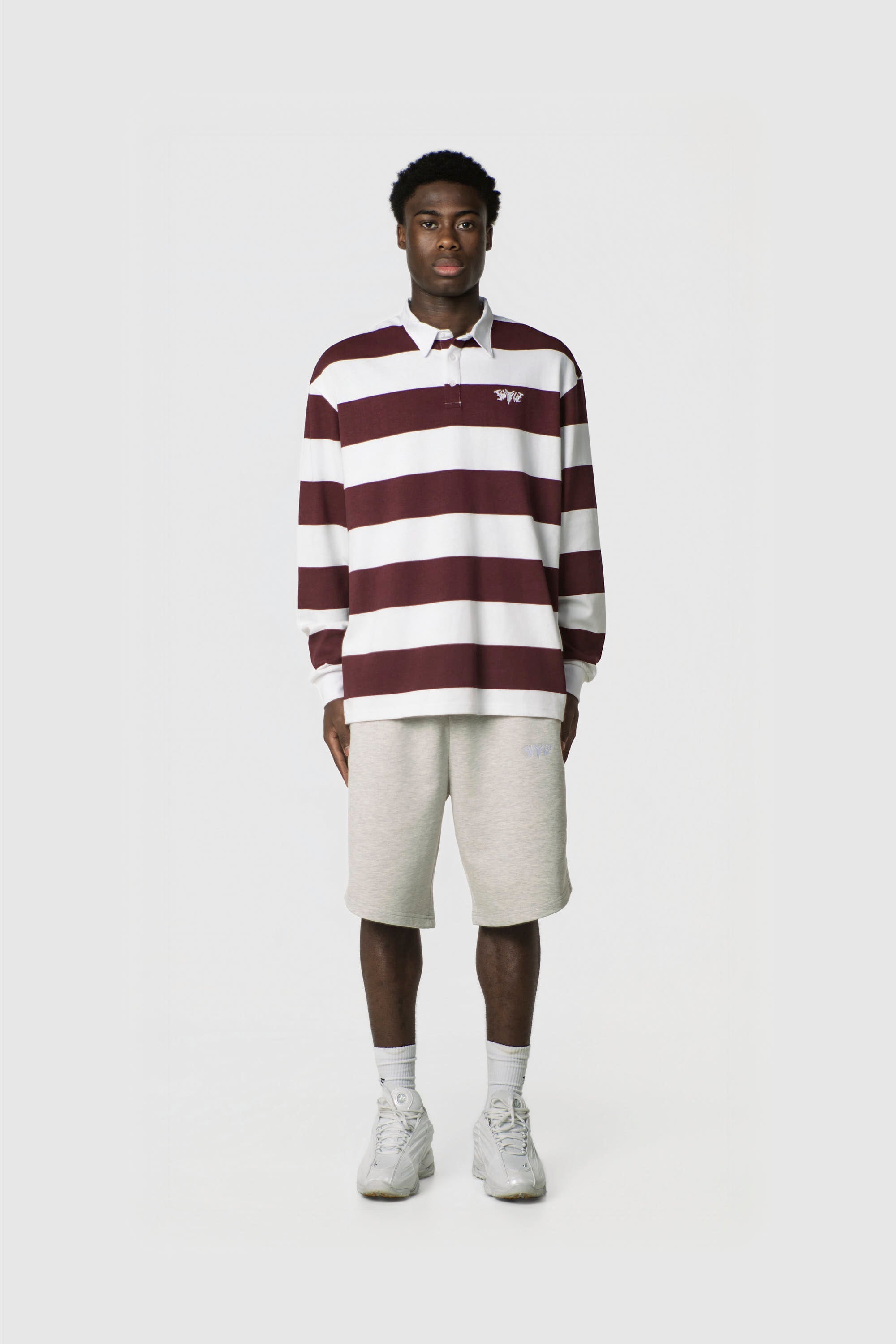 STRIPE POLO SHIRT LONG REDWINE
