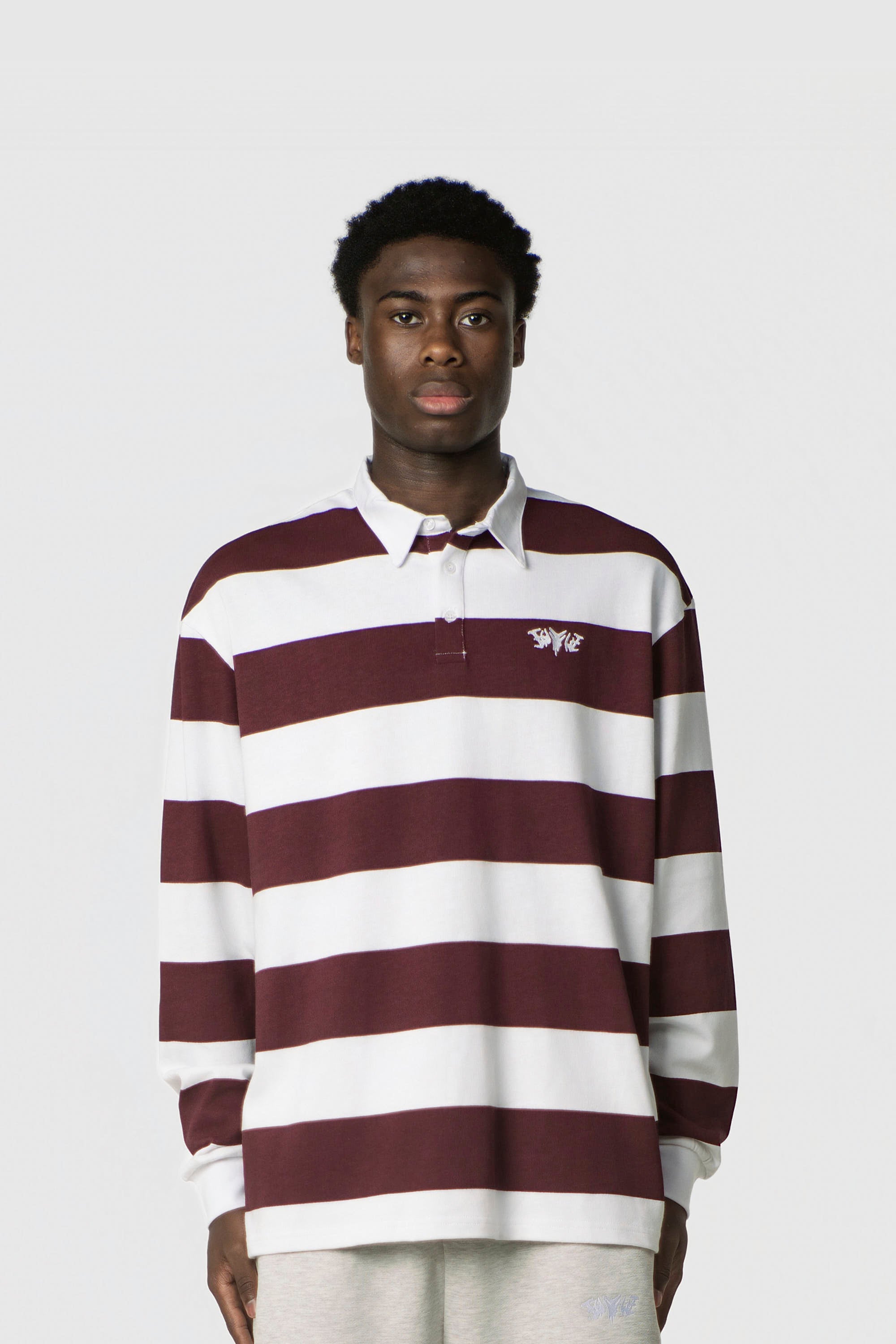 STRIPE POLO SHIRT LONG REDWINE