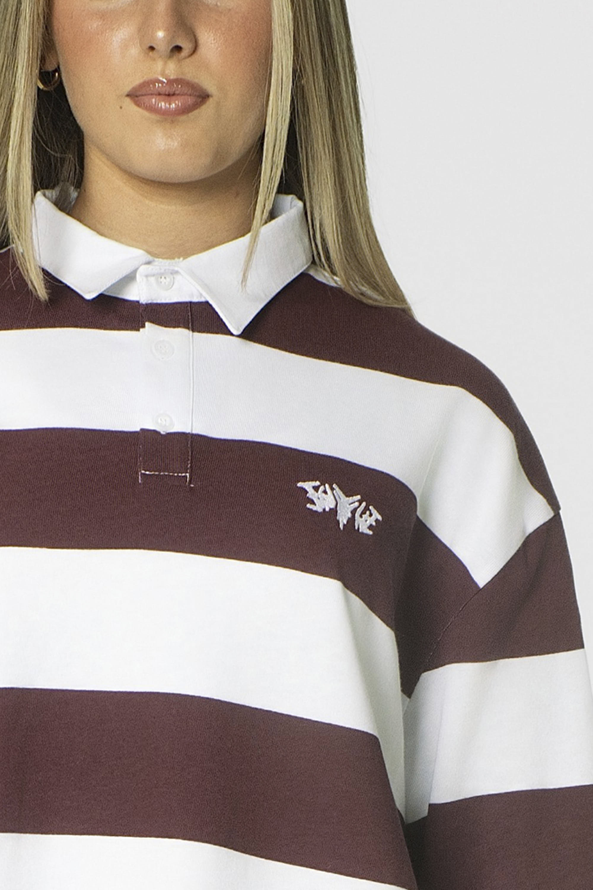 STRIPE POLO SHIRT LONG REDWINE