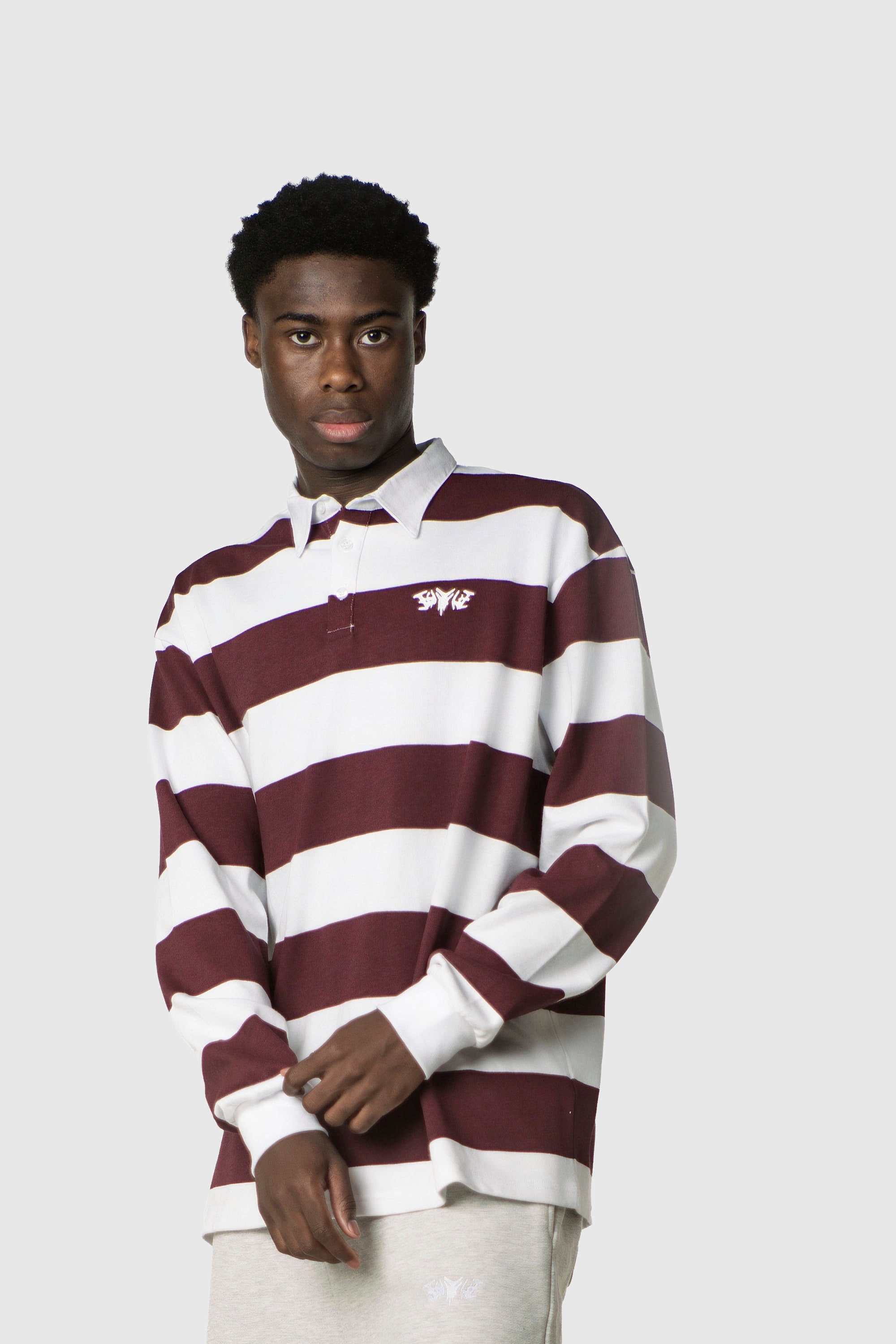 STRIPE POLO SHIRT LONG REDWINE