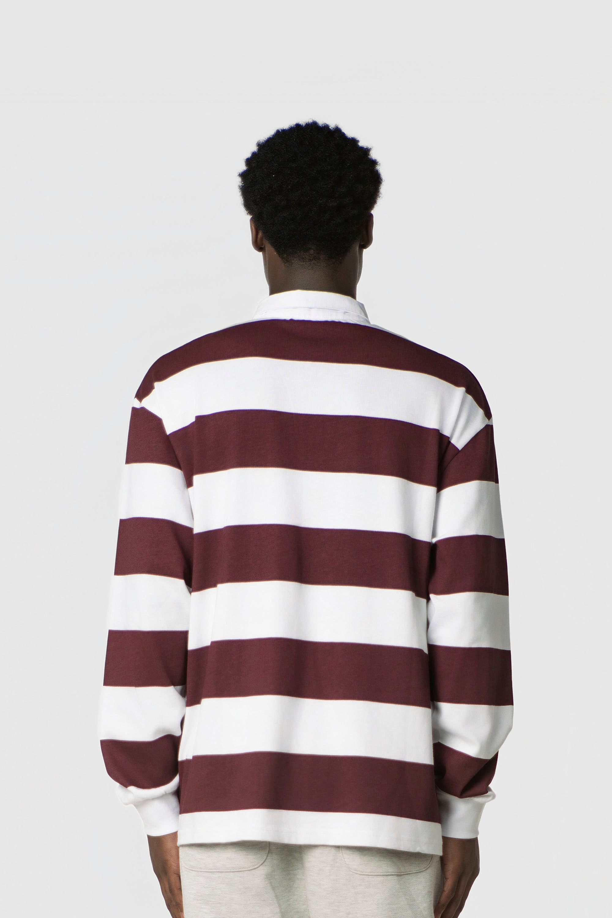 STRIPE POLO SHIRT LONG REDWINE