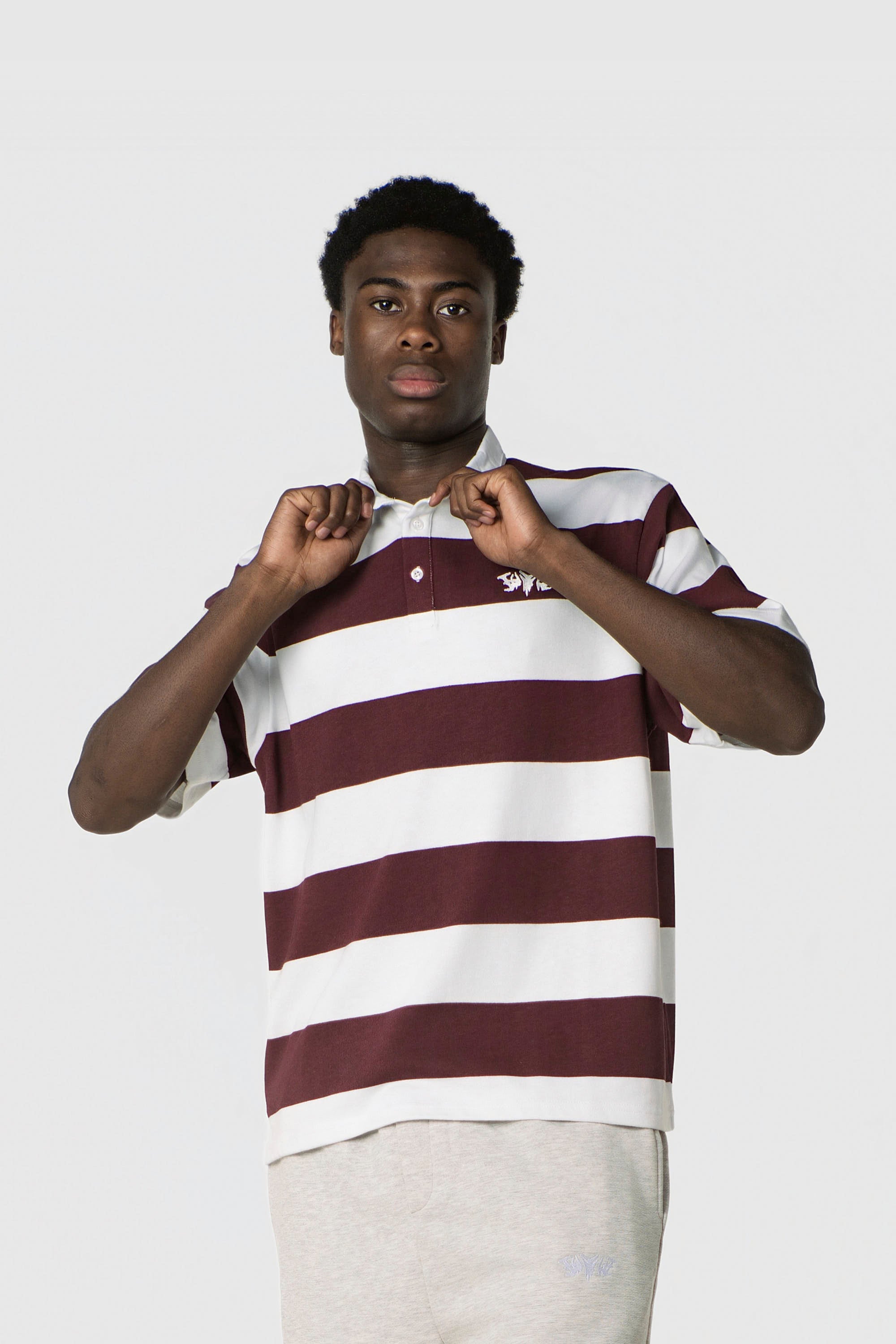 STRIPE POLO SHIRT REDWINE