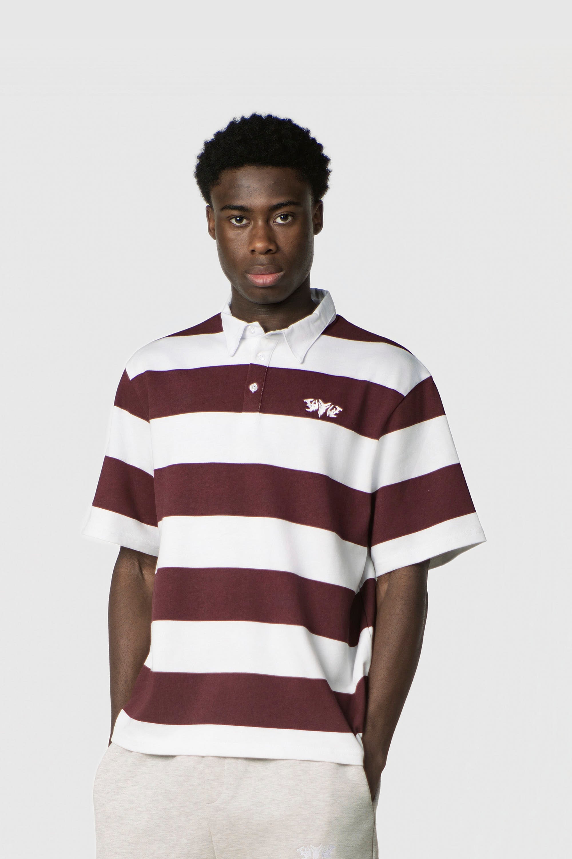 STRIPE POLO SHIRT REDWINE