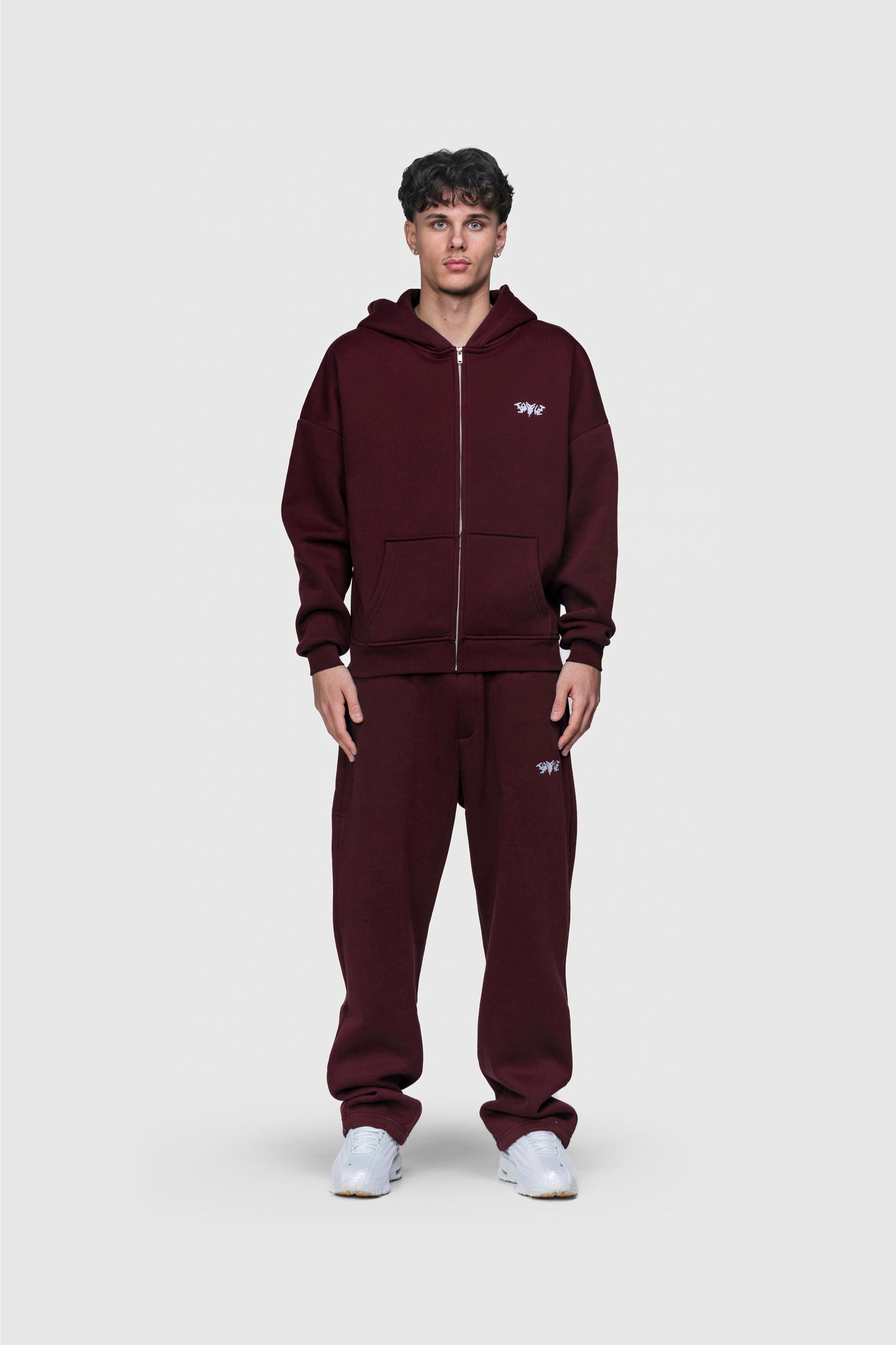 BASIC ZIP HOODIE REDWINE