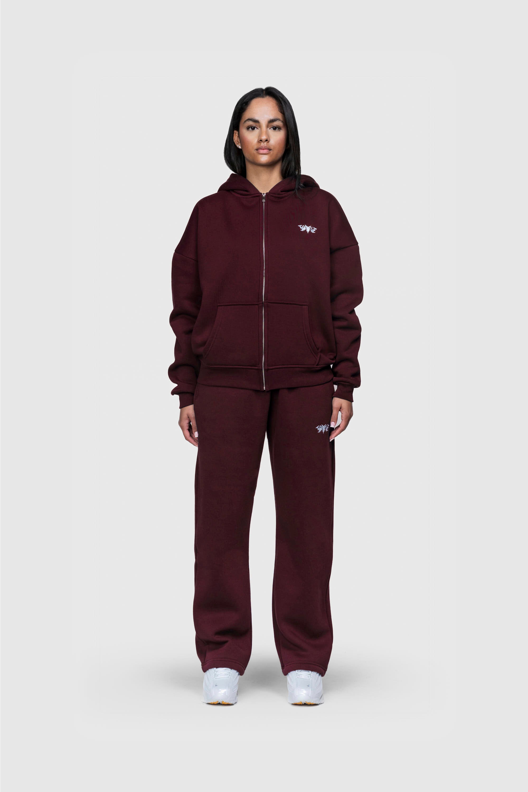 BASIC ZIP HOODIE REDWINE