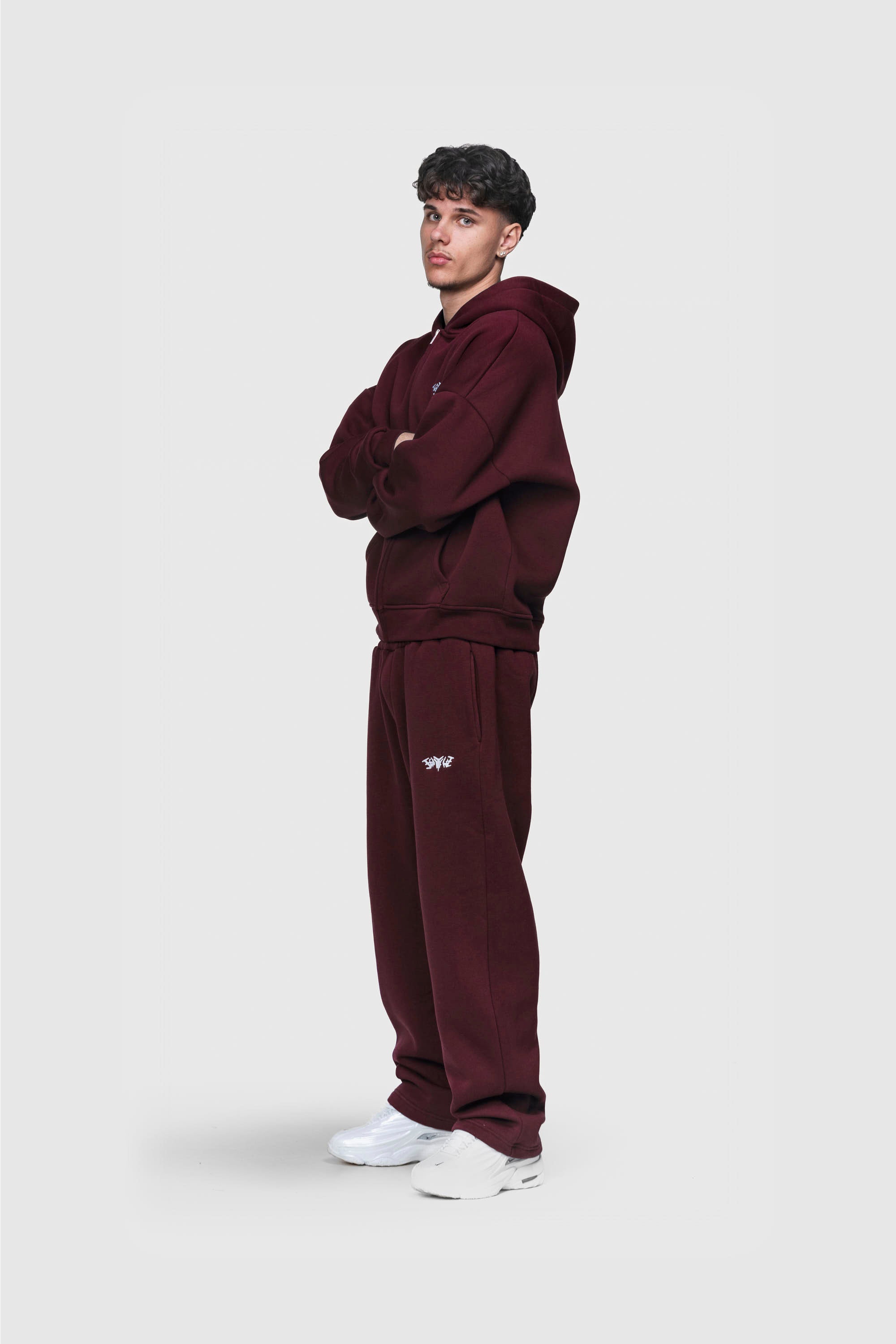BASIC ZIP HOODIE REDWINE