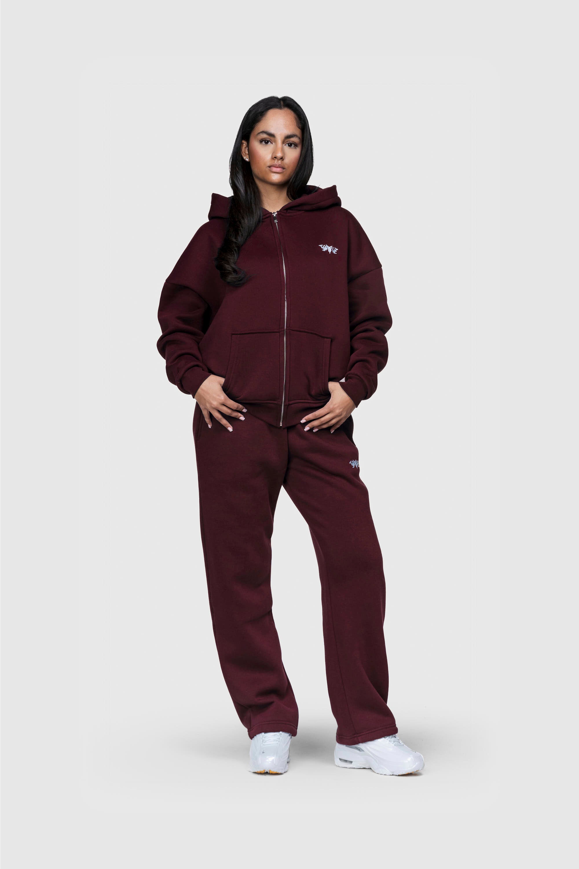 BASIC ZIP HOODIE REDWINE