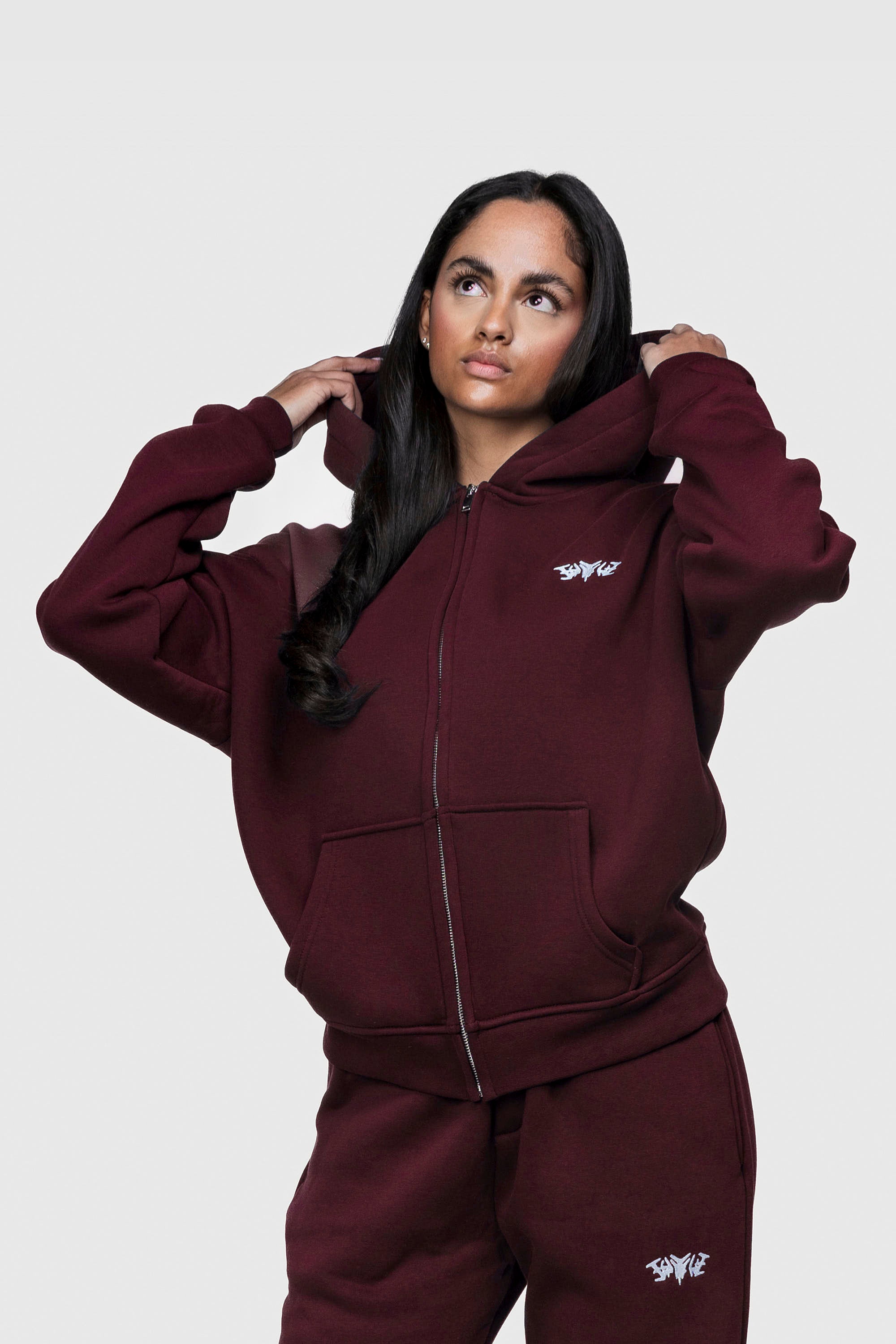 BASIC ZIP HOODIE REDWINE