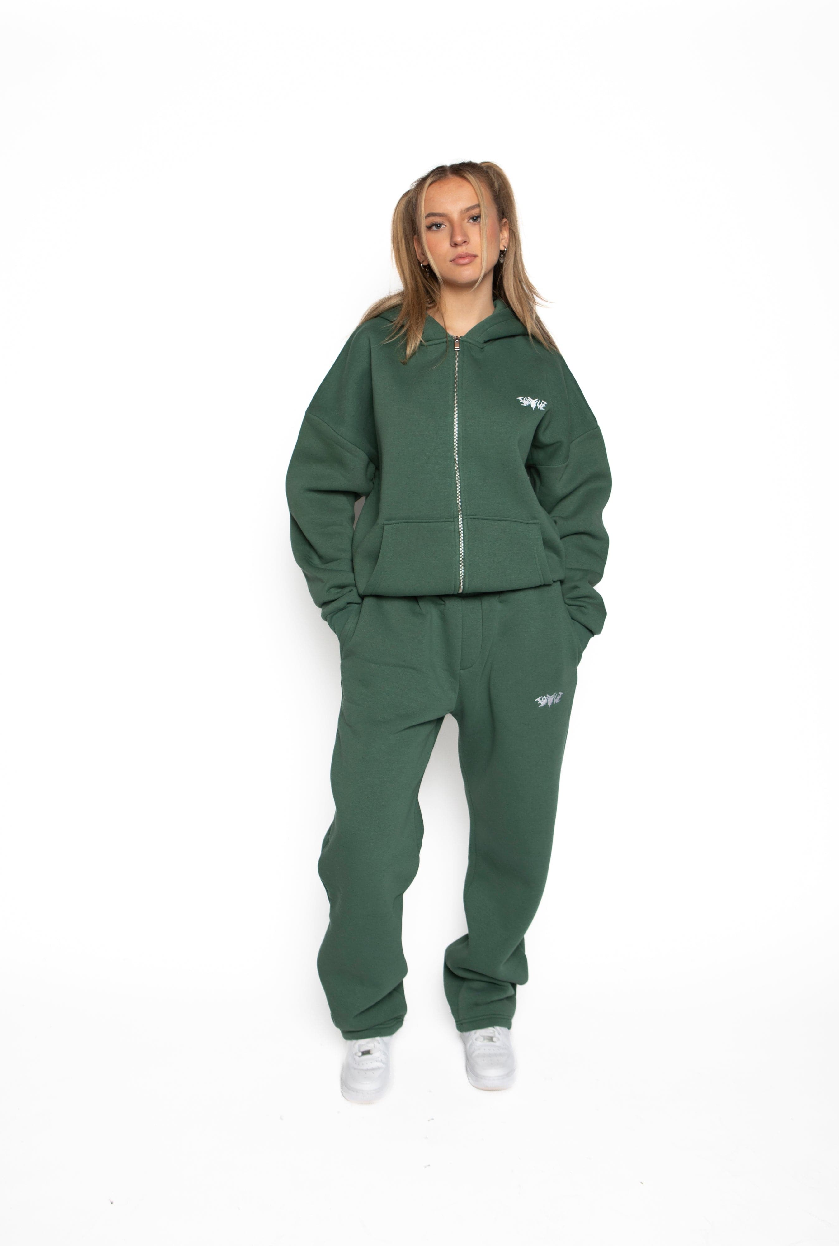 BASIC ZIP HOODIE DARK GREEN