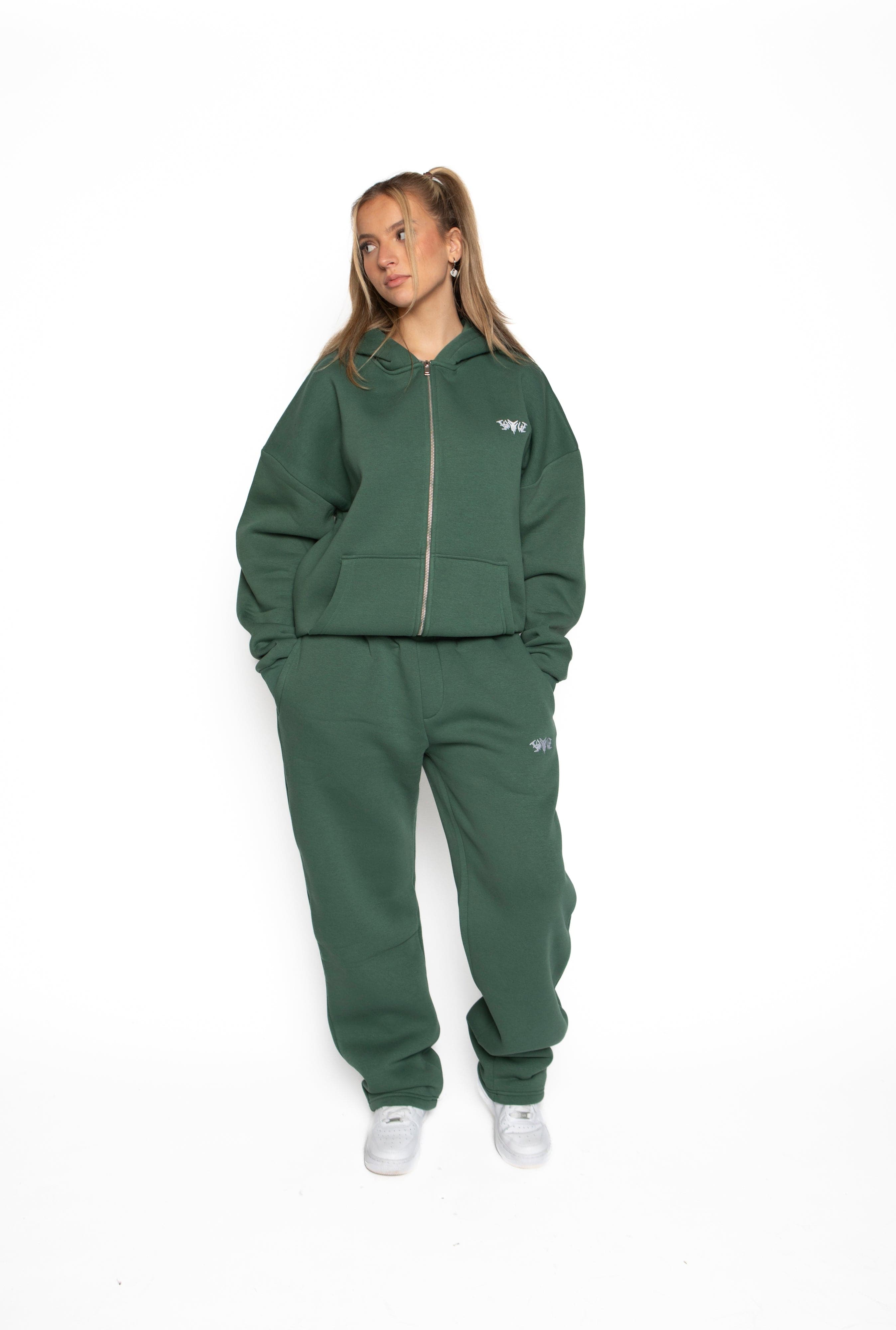 BASIC ZIP HOODIE DARK GREEN