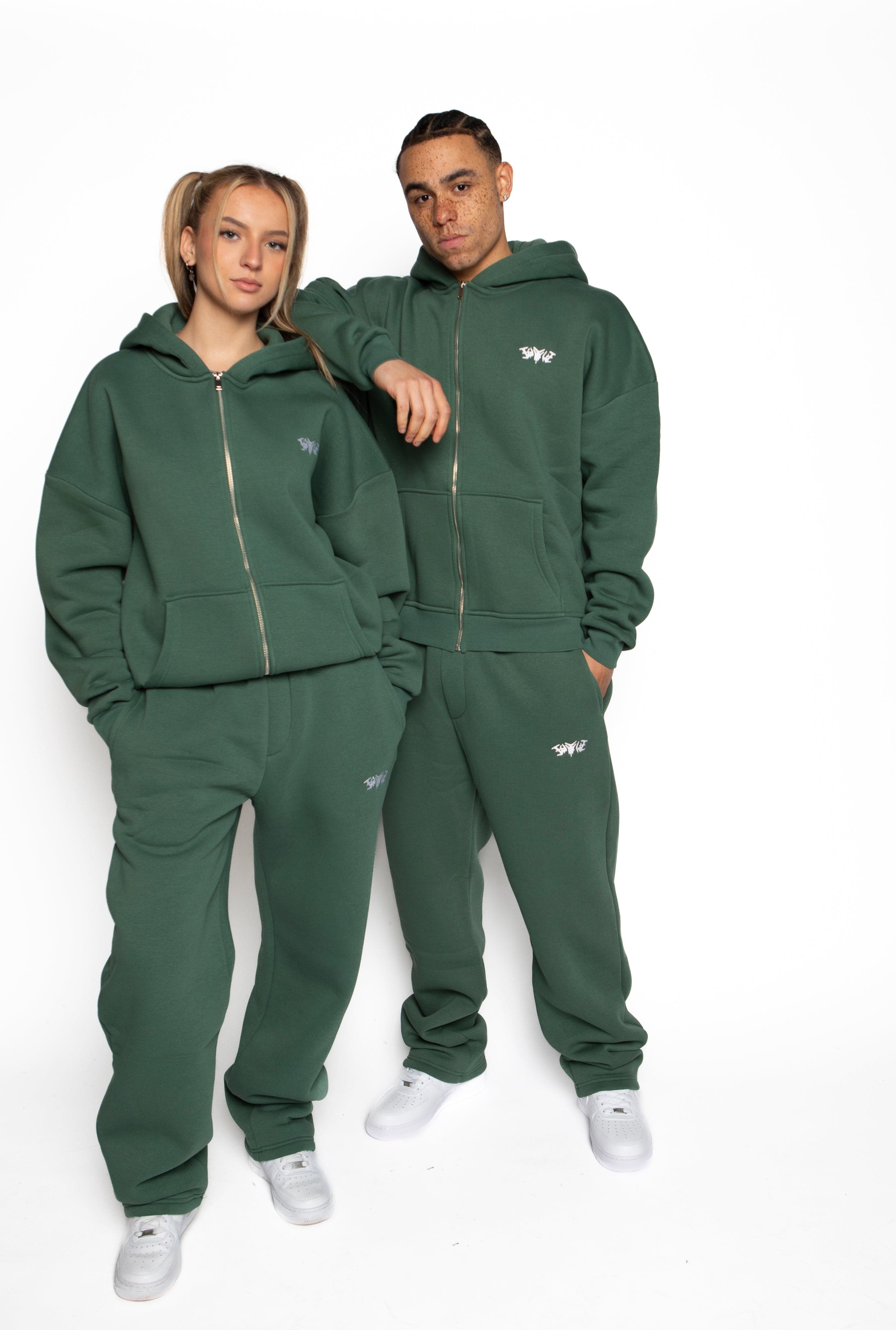 BASIC ZIP HOODIE DARK GREEN