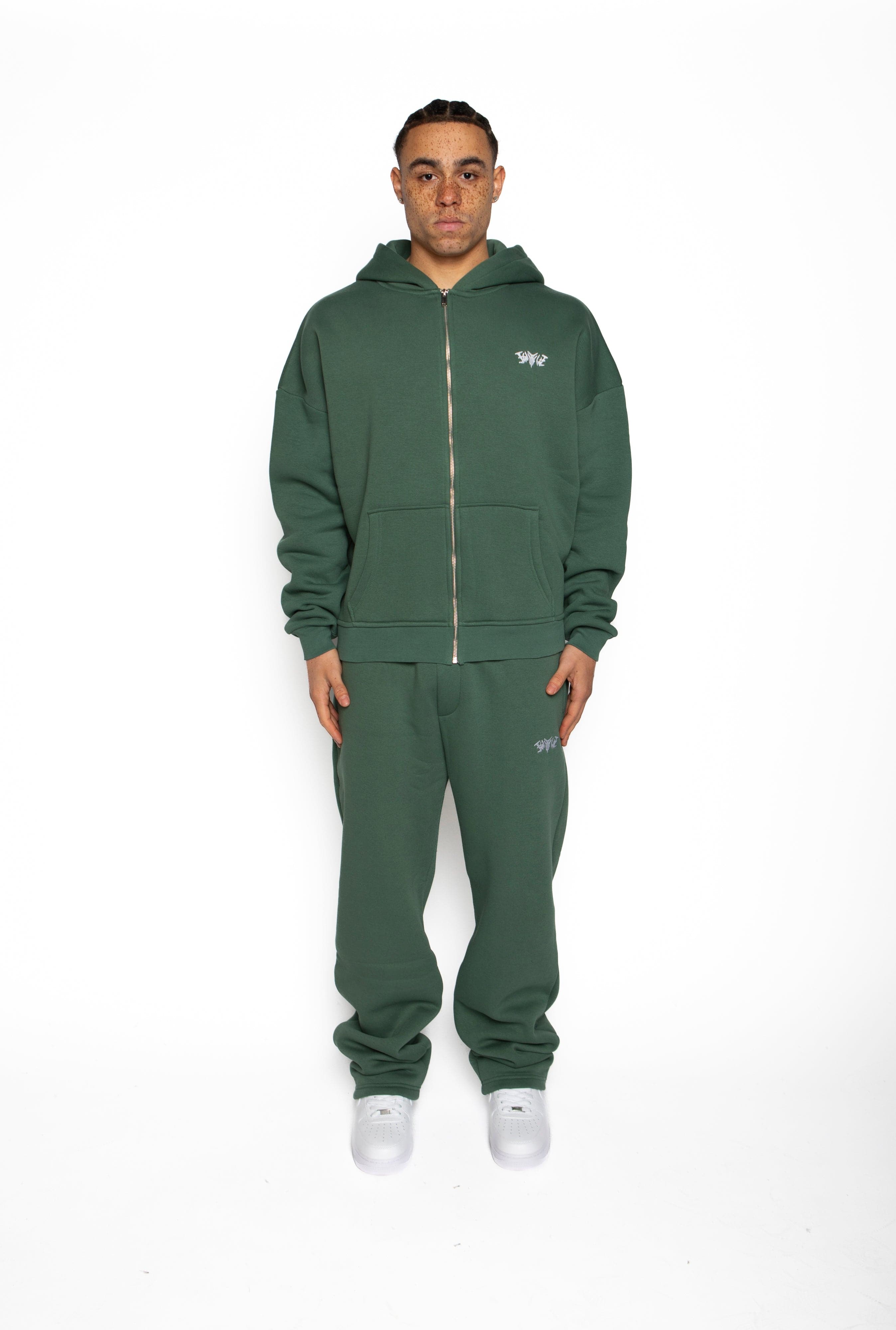 BASIC ZIP HOODIE DARK GREEN