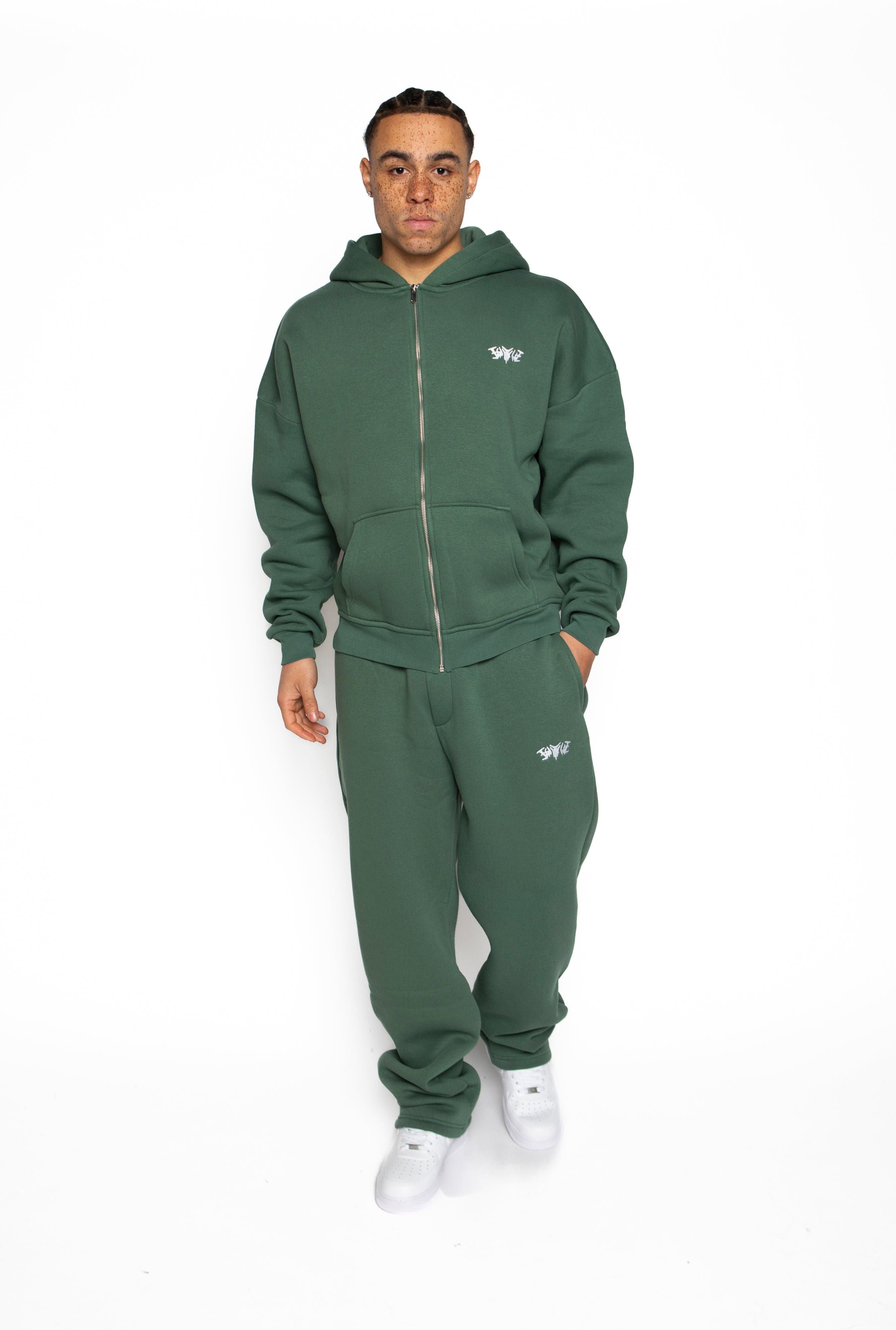 BASIC ZIP HOODIE DARK GREEN