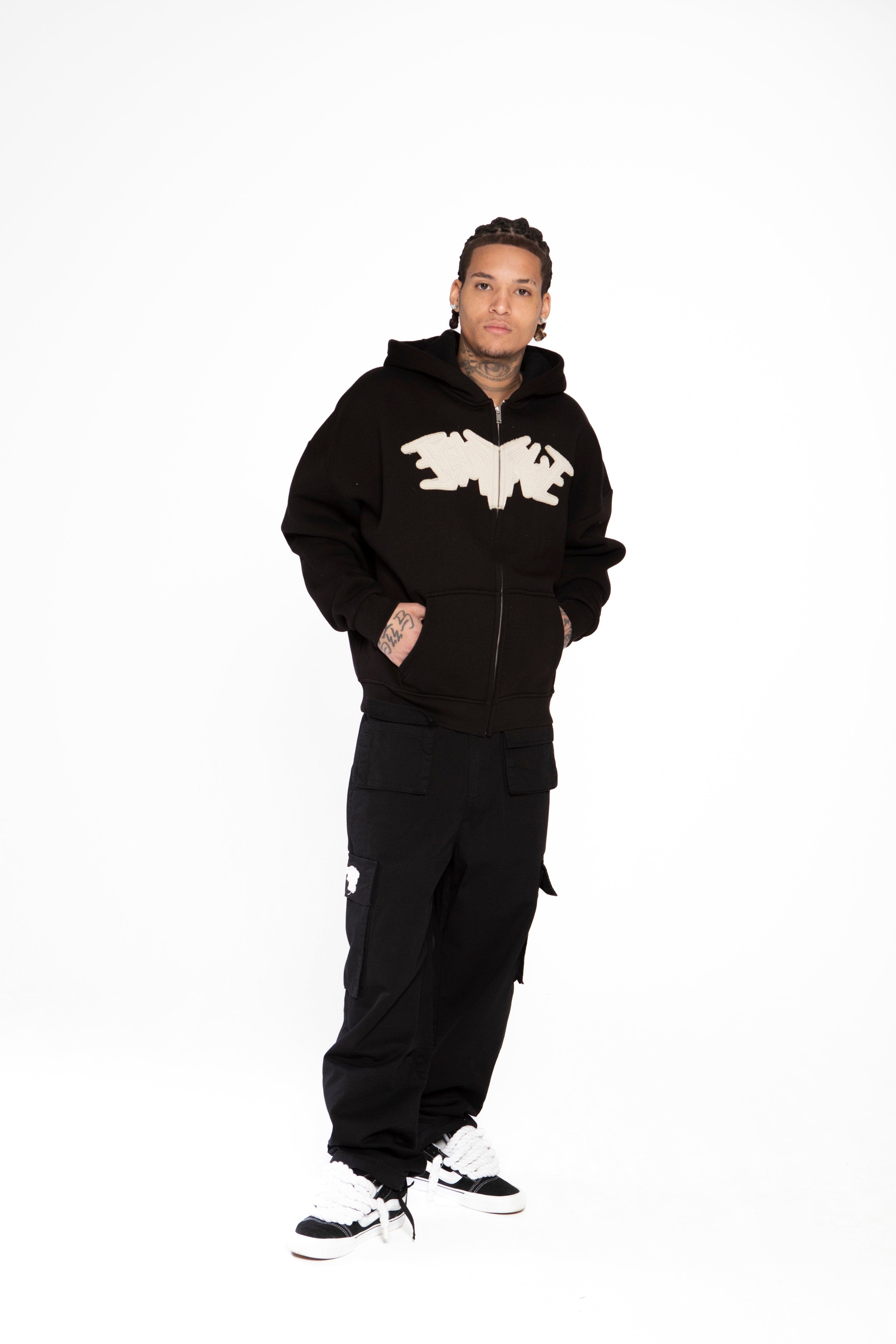 PATCH ZIP HOODIE BLACK