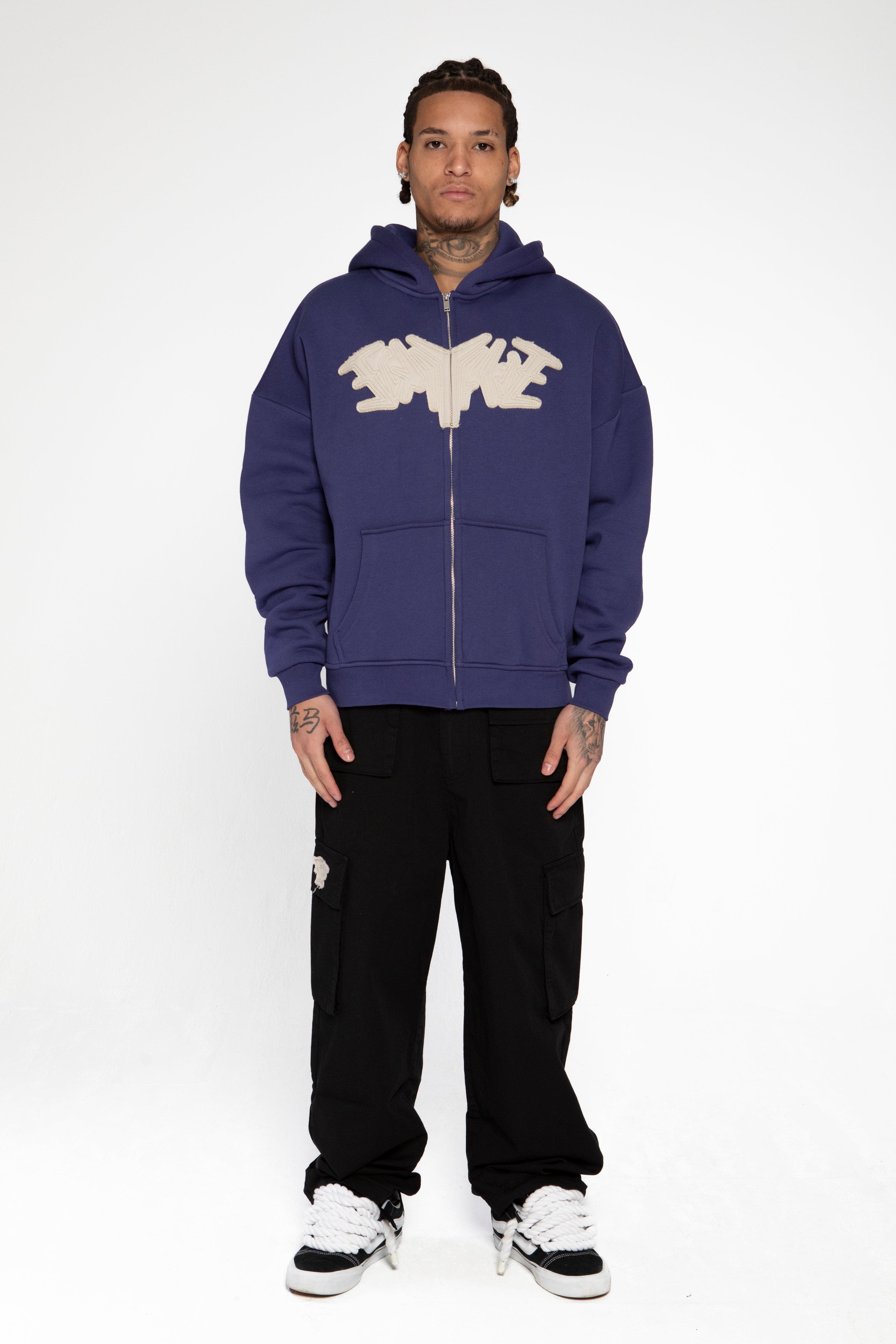PATCH ZIP HOODIE DARK BLUE