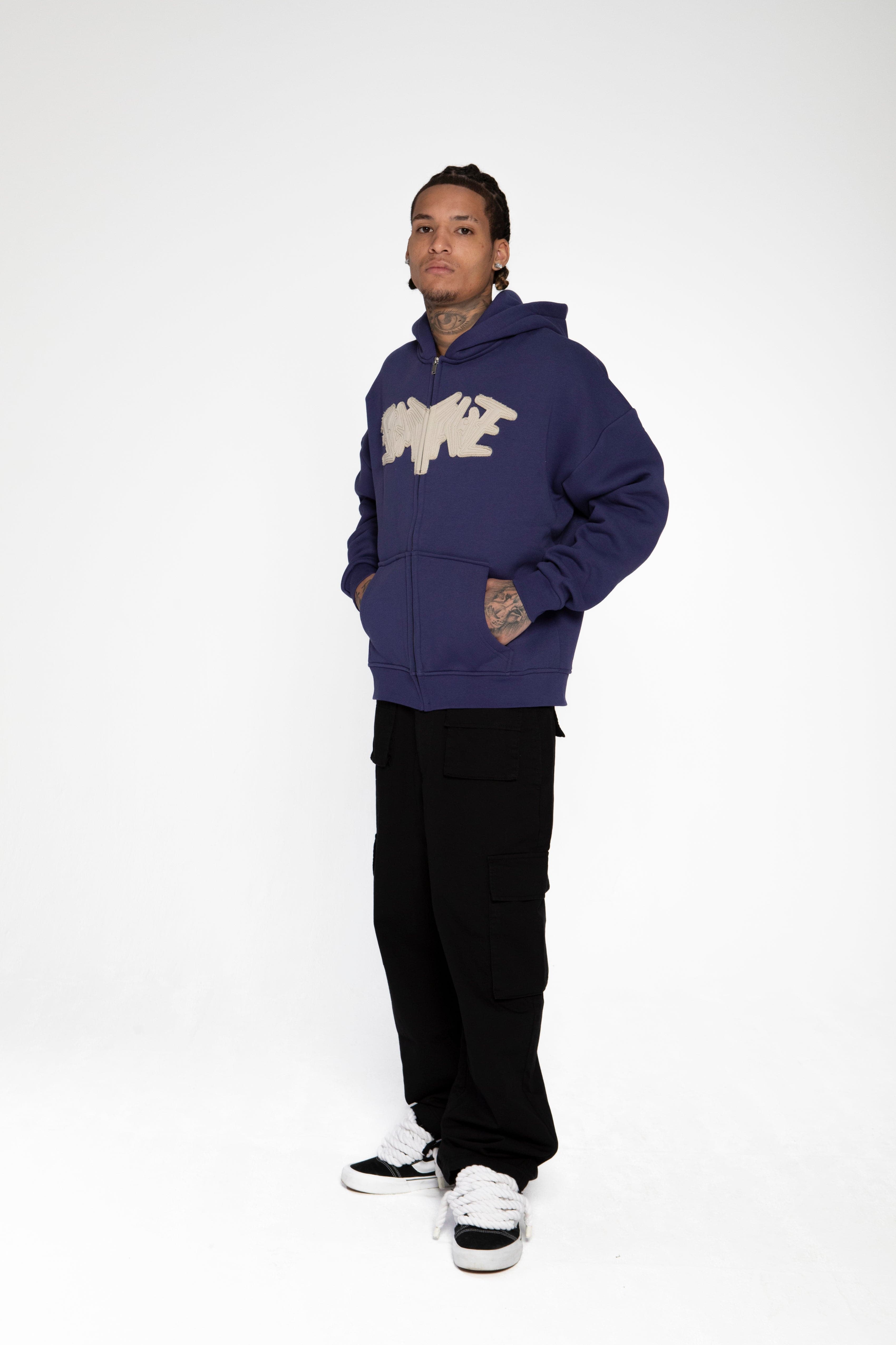 PATCH ZIP HOODIE DARK BLUE