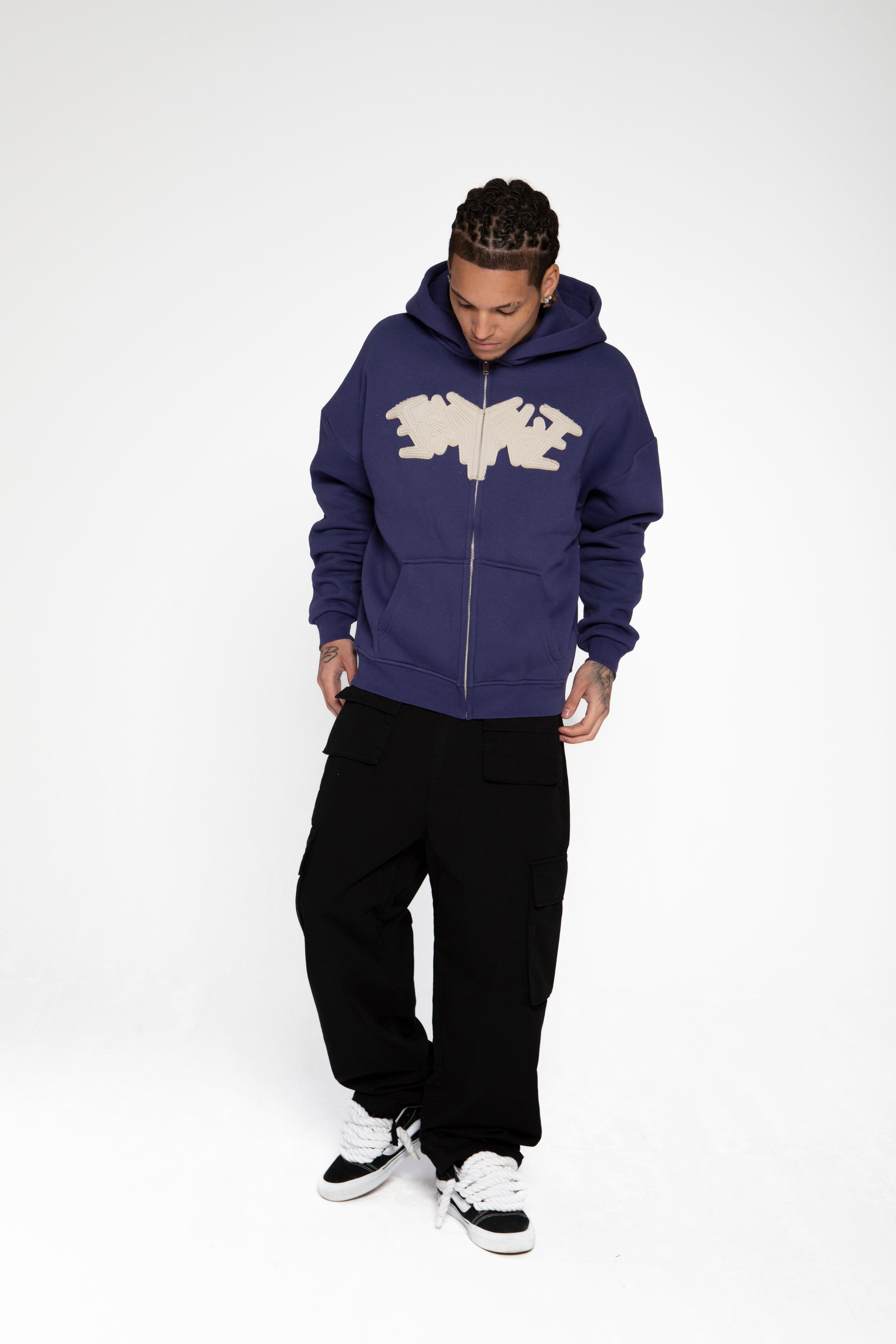 PATCH ZIP HOODIE DARK BLUE