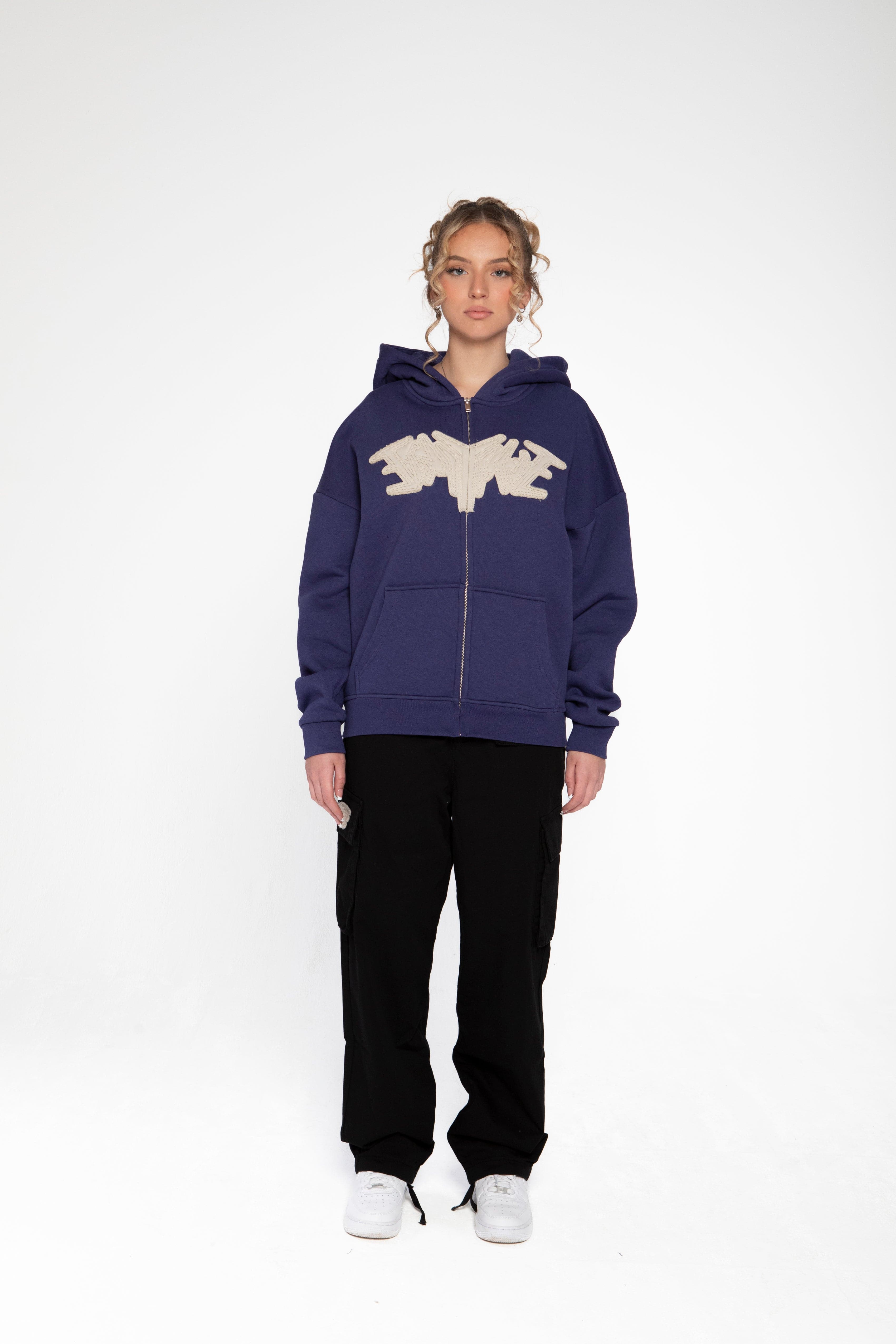 PATCH ZIP HOODIE DARK BLUE