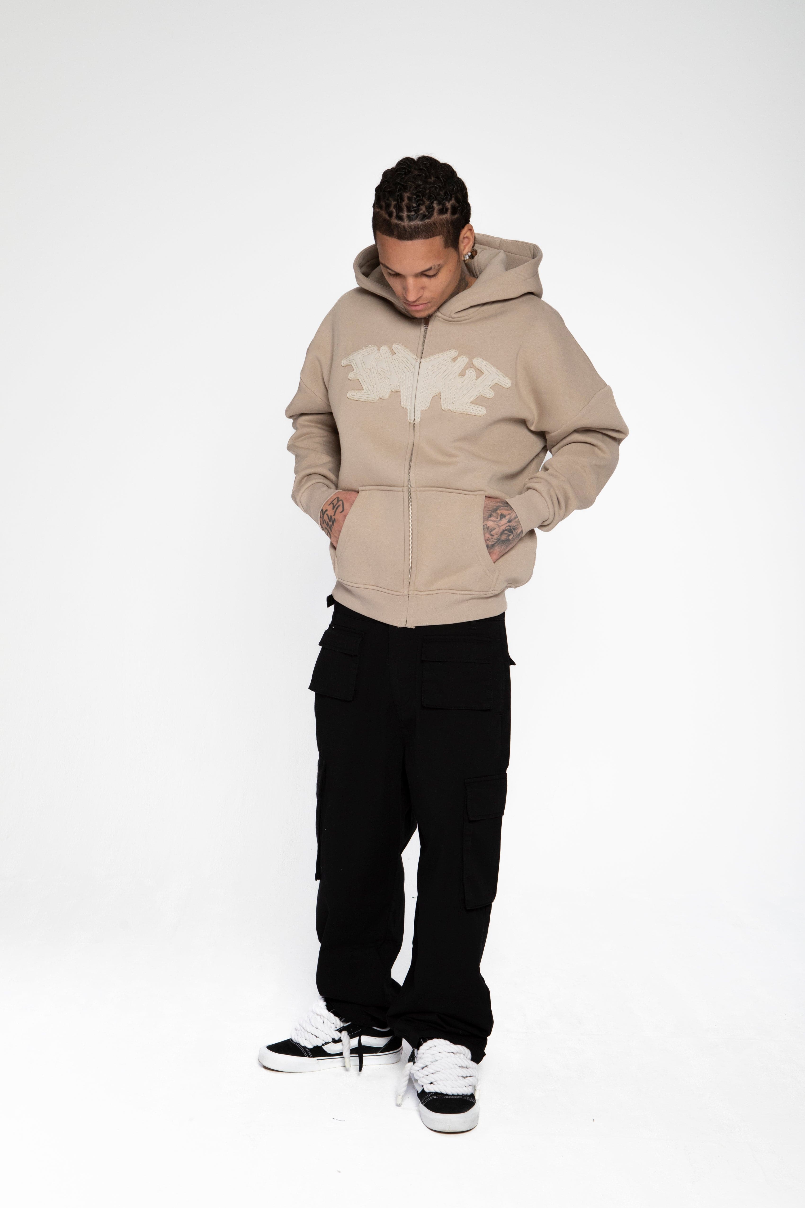 PATCH ZIP HOODIE SAND
