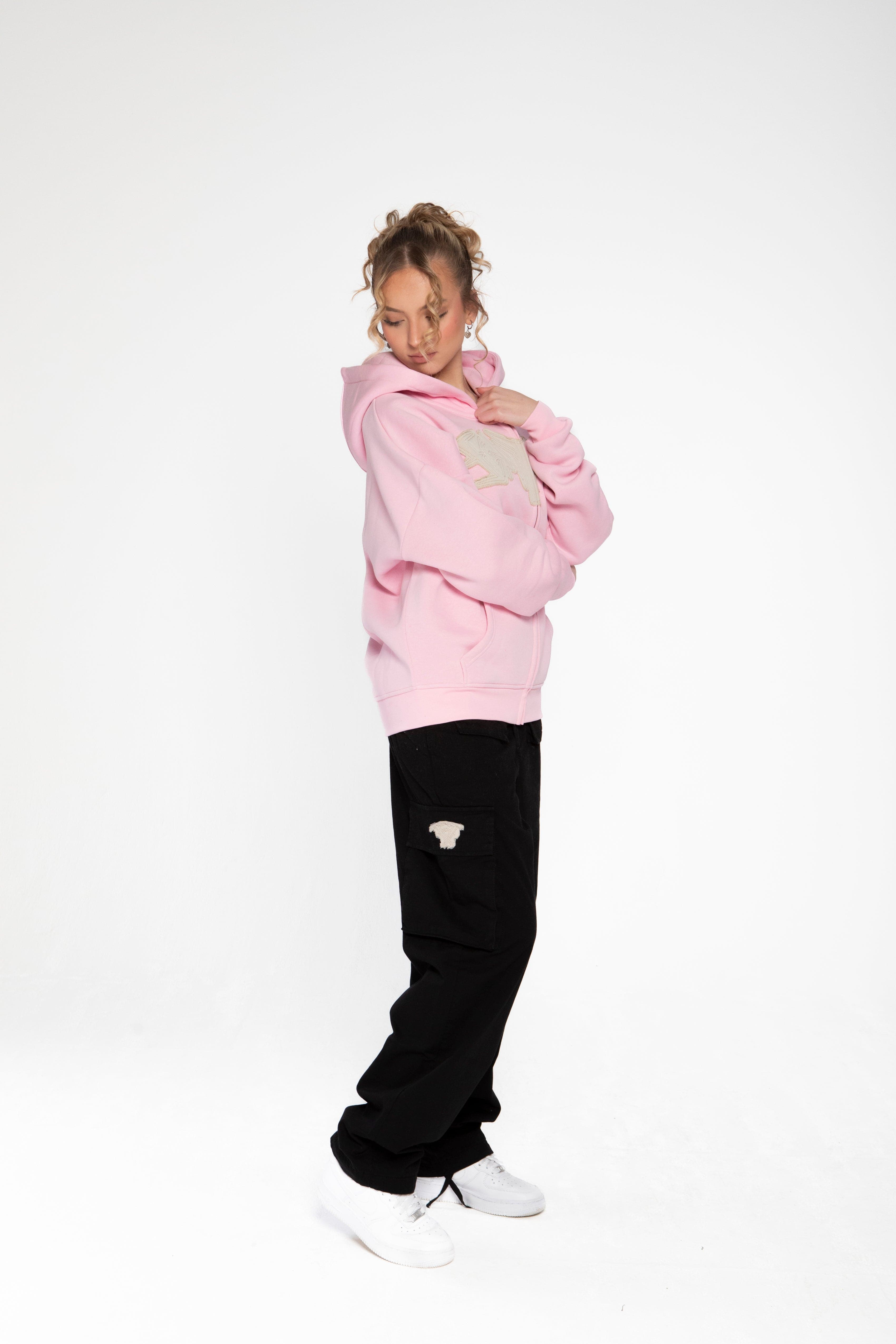 PATCH ZIP HOODIE PINK