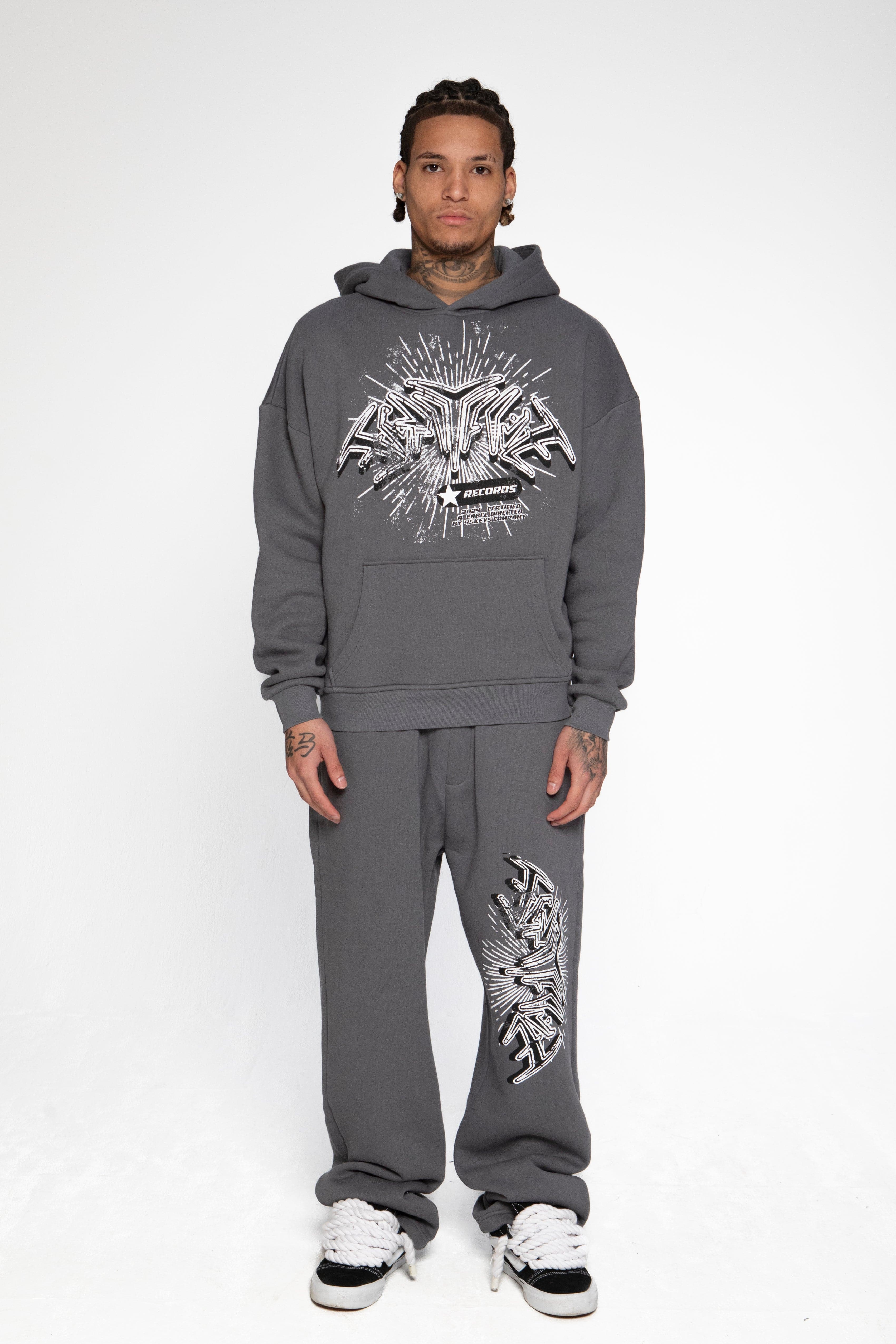 RECORDS HOODIE DARK GREY