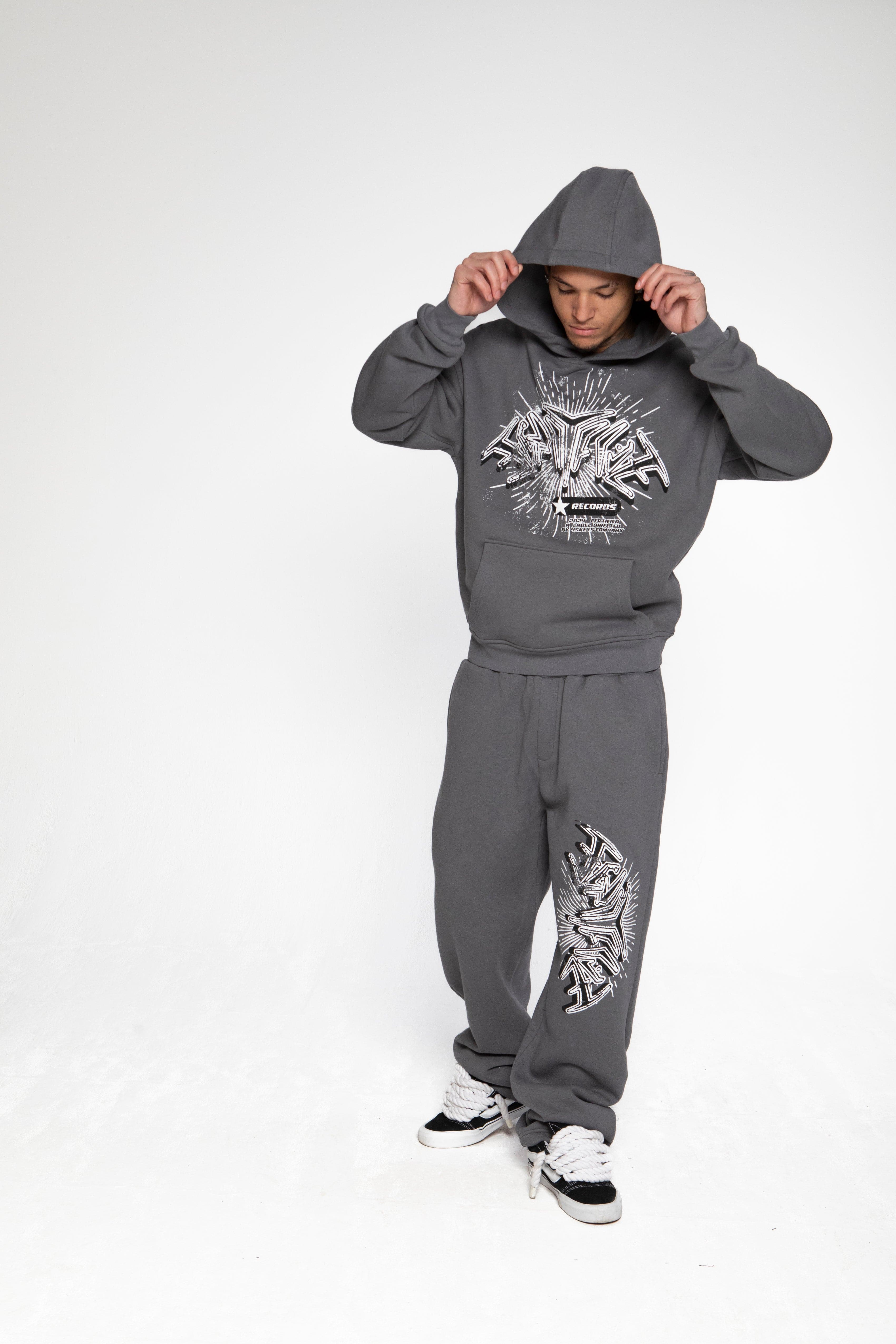 RECORDS HOODIE DARK GREY