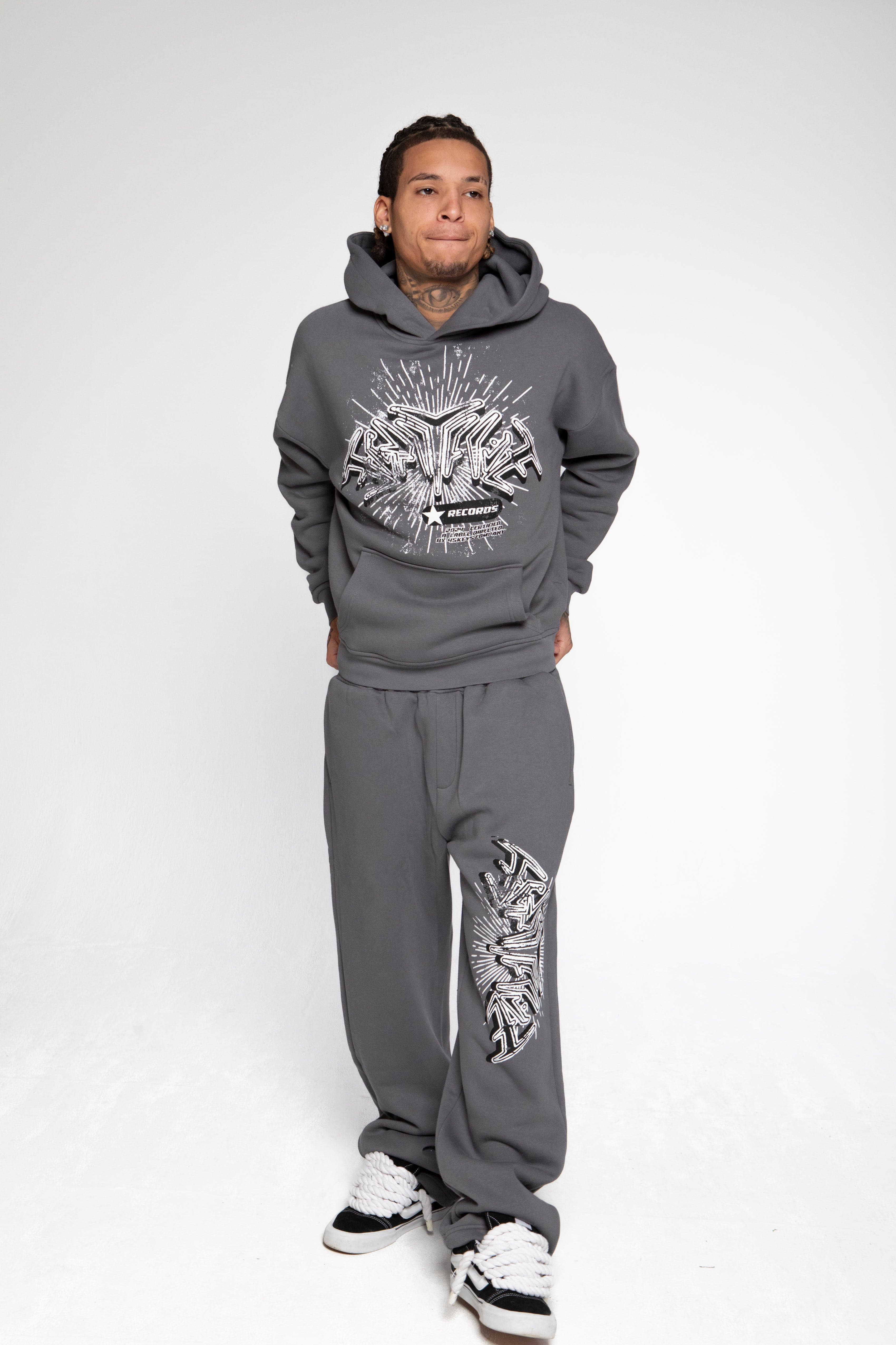 RECORDS HOODIE DARK GREY