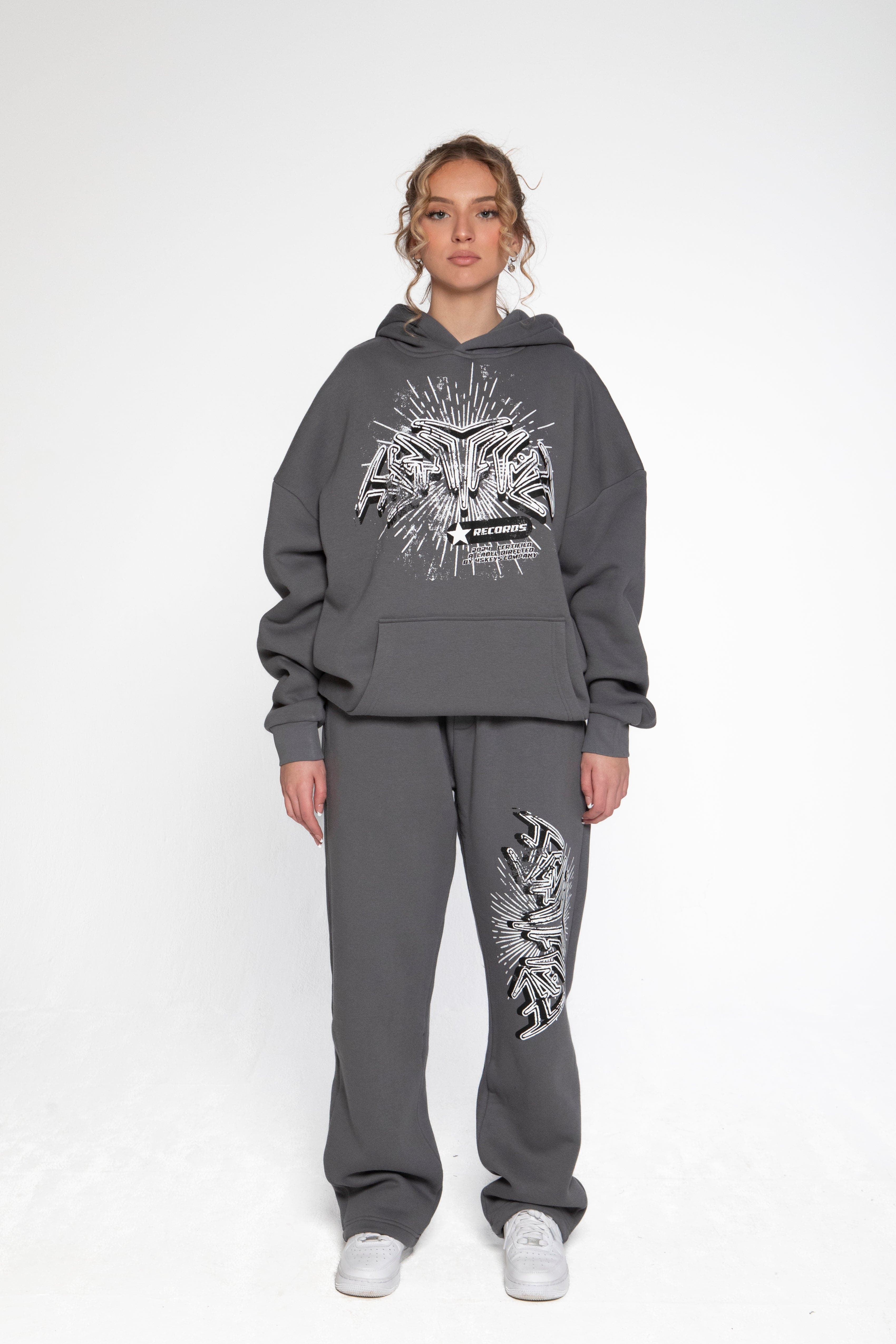 RECORDS HOODIE DARK GREY